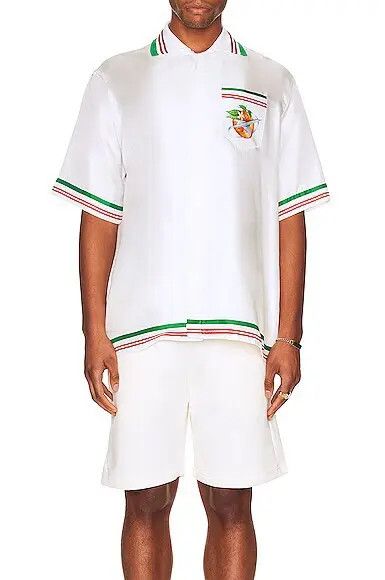 Casablanca o1mle0326 Knitted Collar Short Sleeve Shirt in White Size US M / EU 48-50 / 2 - 3 Thumbnail