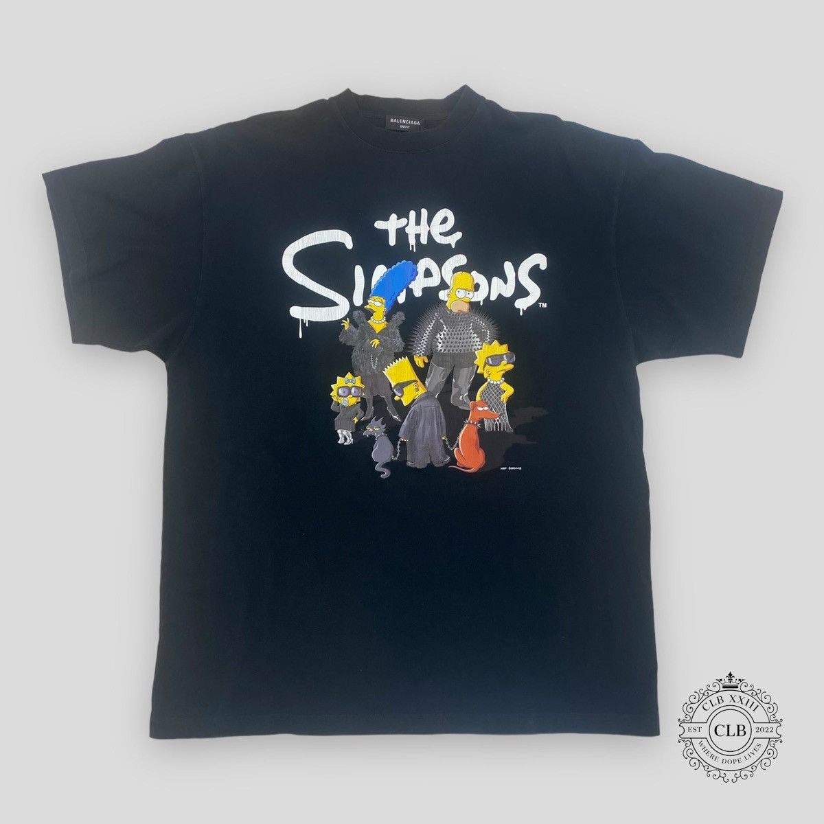 image of Balenciaga 'the Simpsons' Oversized Tee - Black, Men's (Size XL)