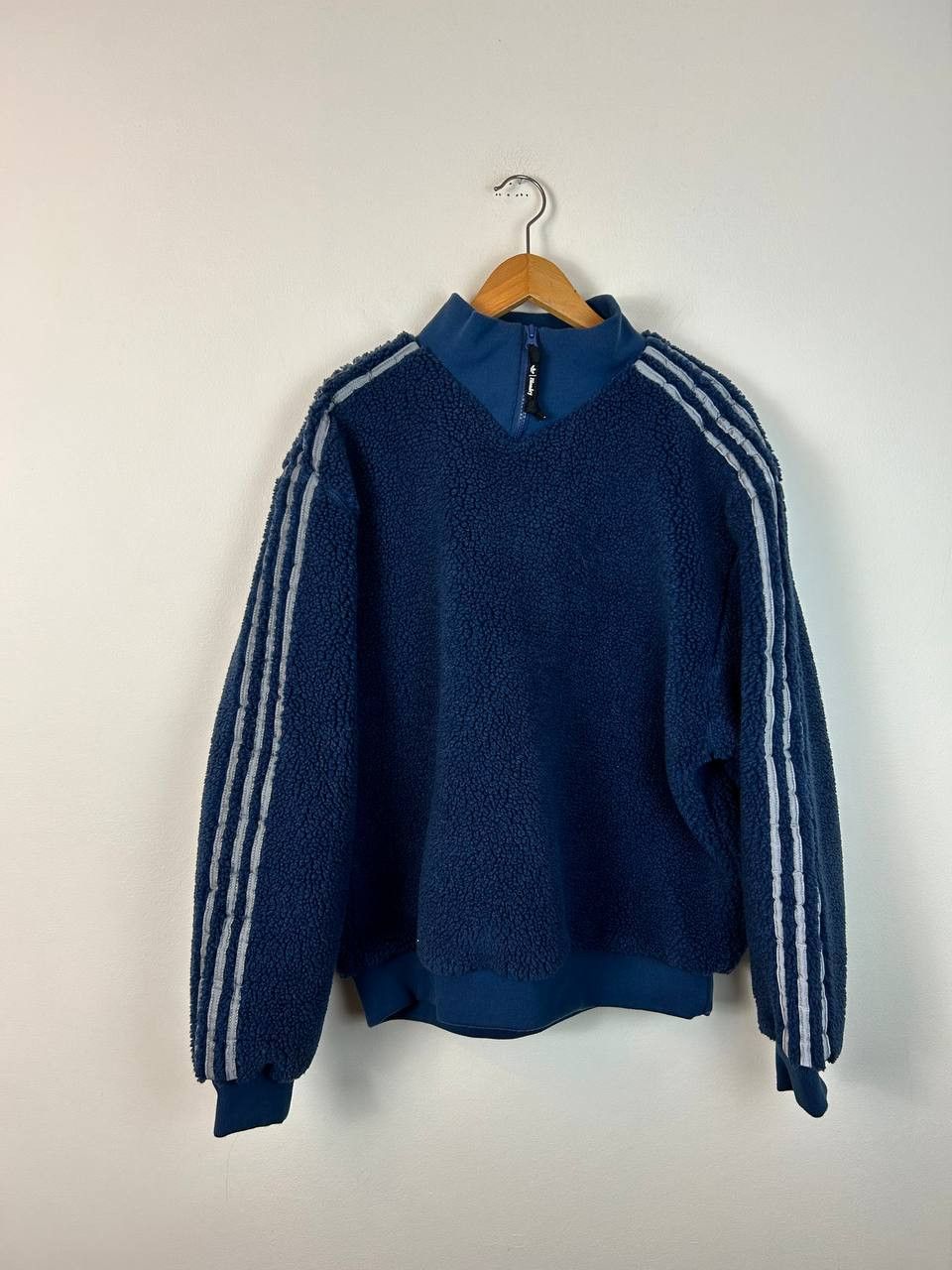 image of Adidas Blondey Sherpa 1/4 Zip Pullover Blue New, Men's (Size Small)