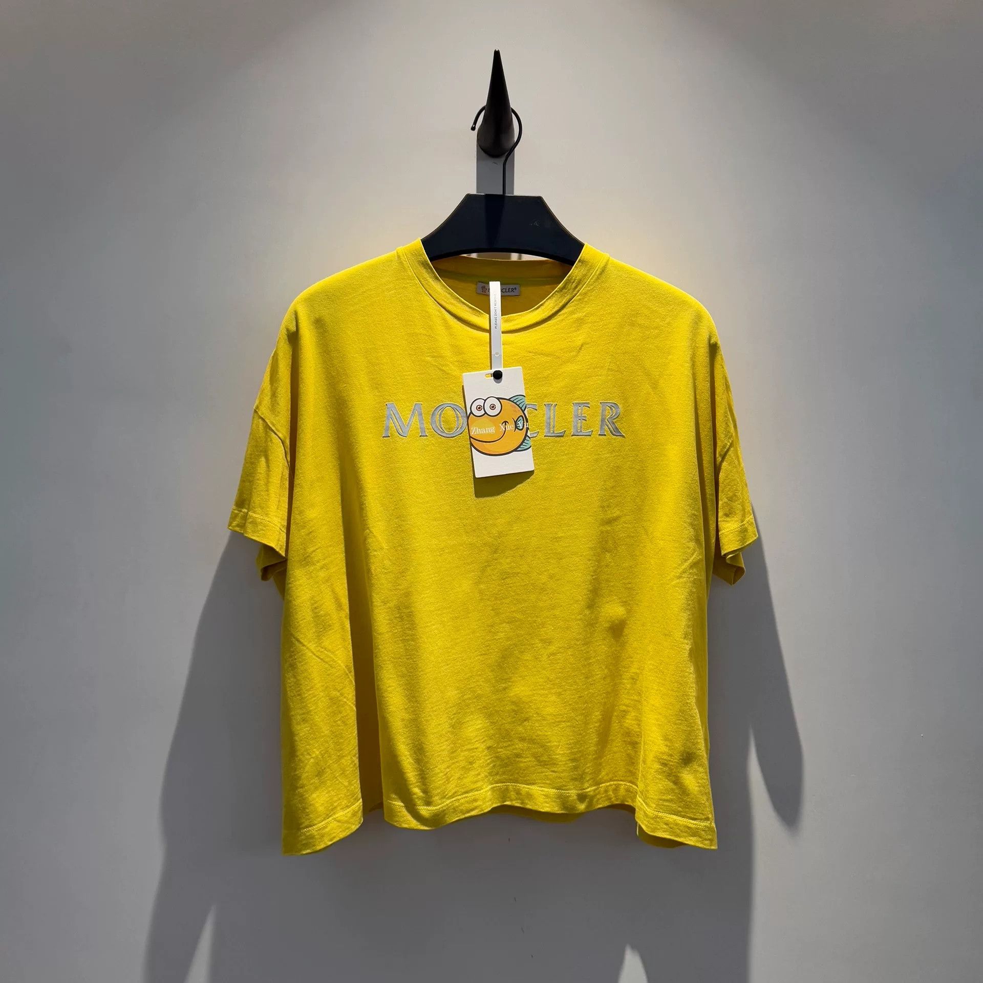 moncler yellow short sleeve logo t-shirt