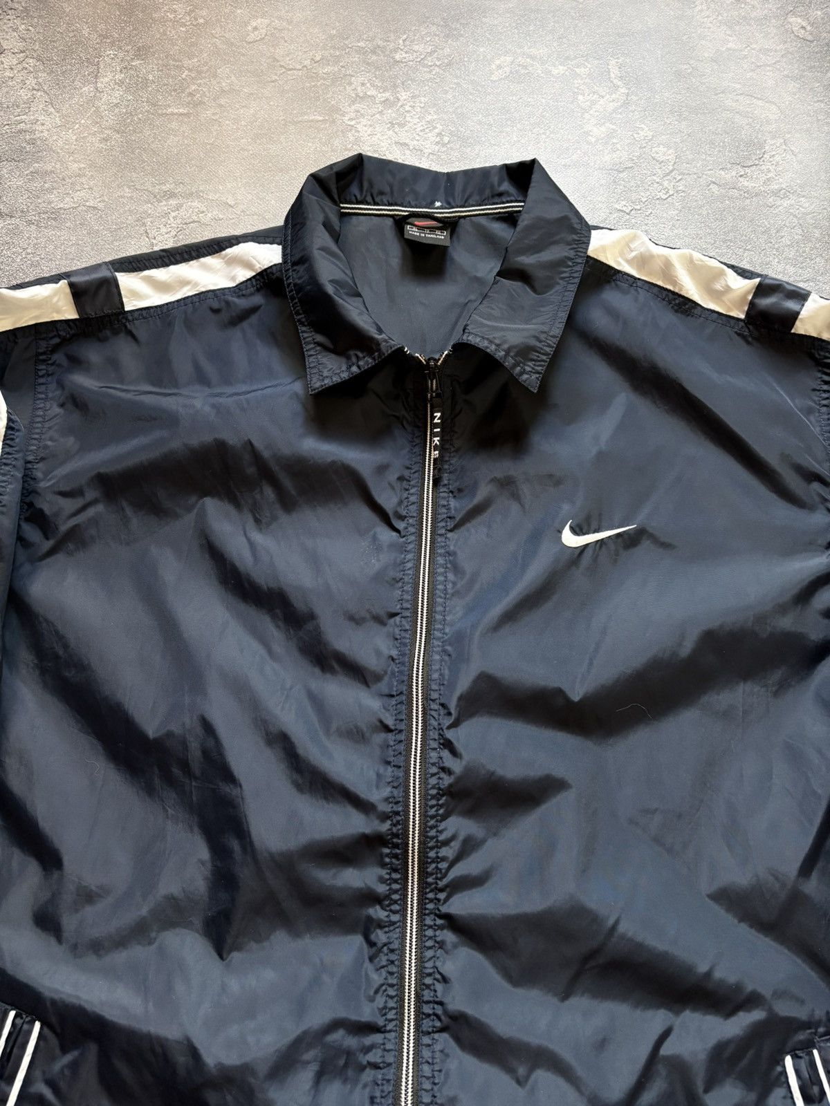 Nike Vintage 90s Nike Y2K Streetwear Swoosh Nylon Track Jacket Size US XL / EU 56 / 4 - 4 Thumbnail