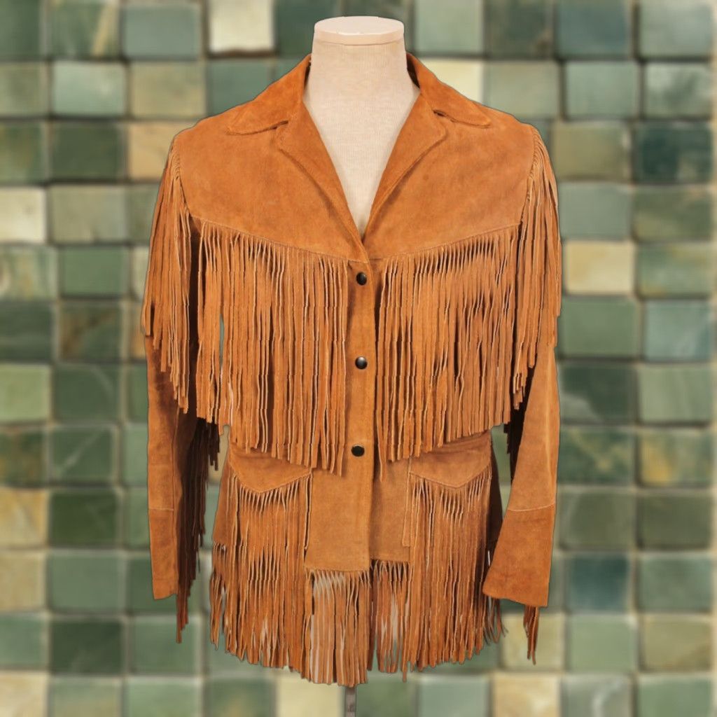 Vintage VINTAGE Women's VTG 70s Brown Fringe Suede Leather Jacket Sz 12 1970s Joo-Kay Hippy Size XL / US 12-14 / IT 48-50 - 1 Thumbnail