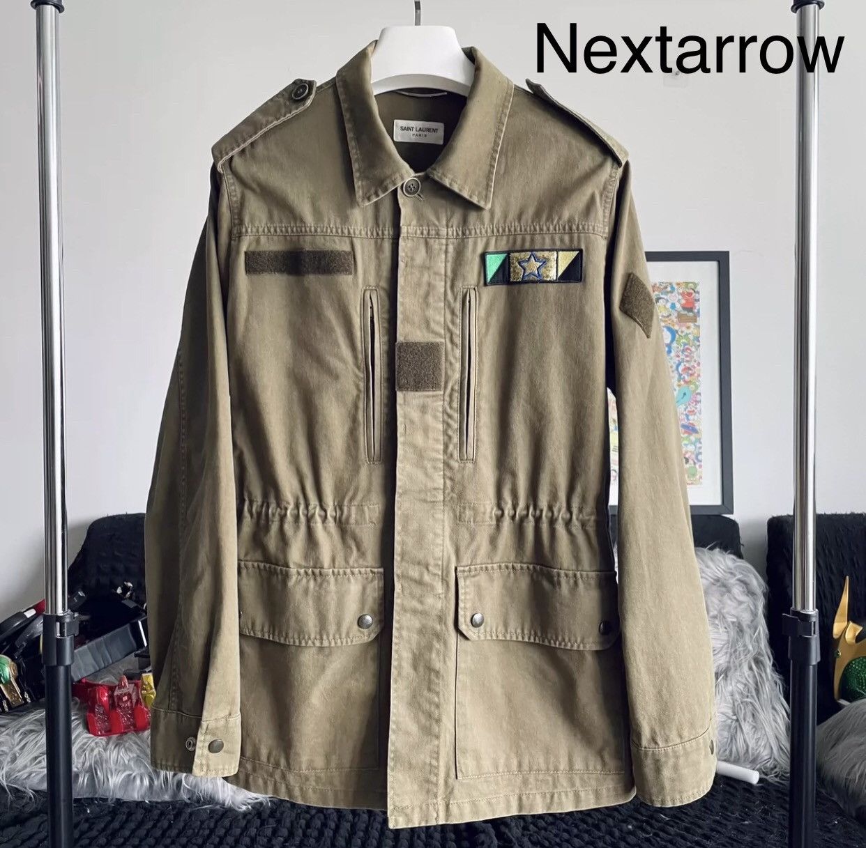 Saint Laurent Paris × Yves Saint Laurent Saint Laurent Shark Army green workwear old jacket2412- Size US S / EU 44-46 / 1 - 1 Thumbnail