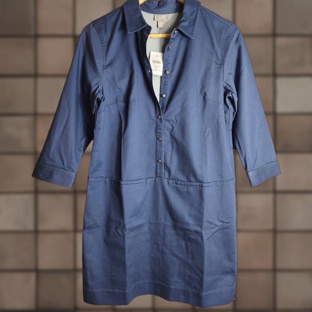 J. Jill J. Jill Womens Petite |SP| Night Sky 3/4 Sleeve Popover Chore Shift Dress (NWT) Shirt? Dress? Size S / US 4 / IT 40 - 1 Thumbnail