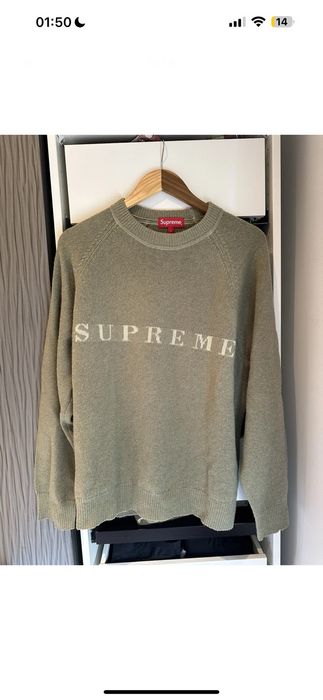 Supreme Supreme Stone Washed Sweater Olive Sz Large FW20 | Grailed