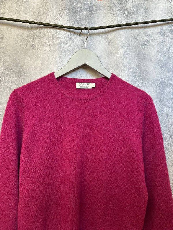 Designer Lochmere Cashmere Sweater Crew Neck Magenta Color Jumper Size M / US 6-8 / IT 42-44 - 5 Thumbnail