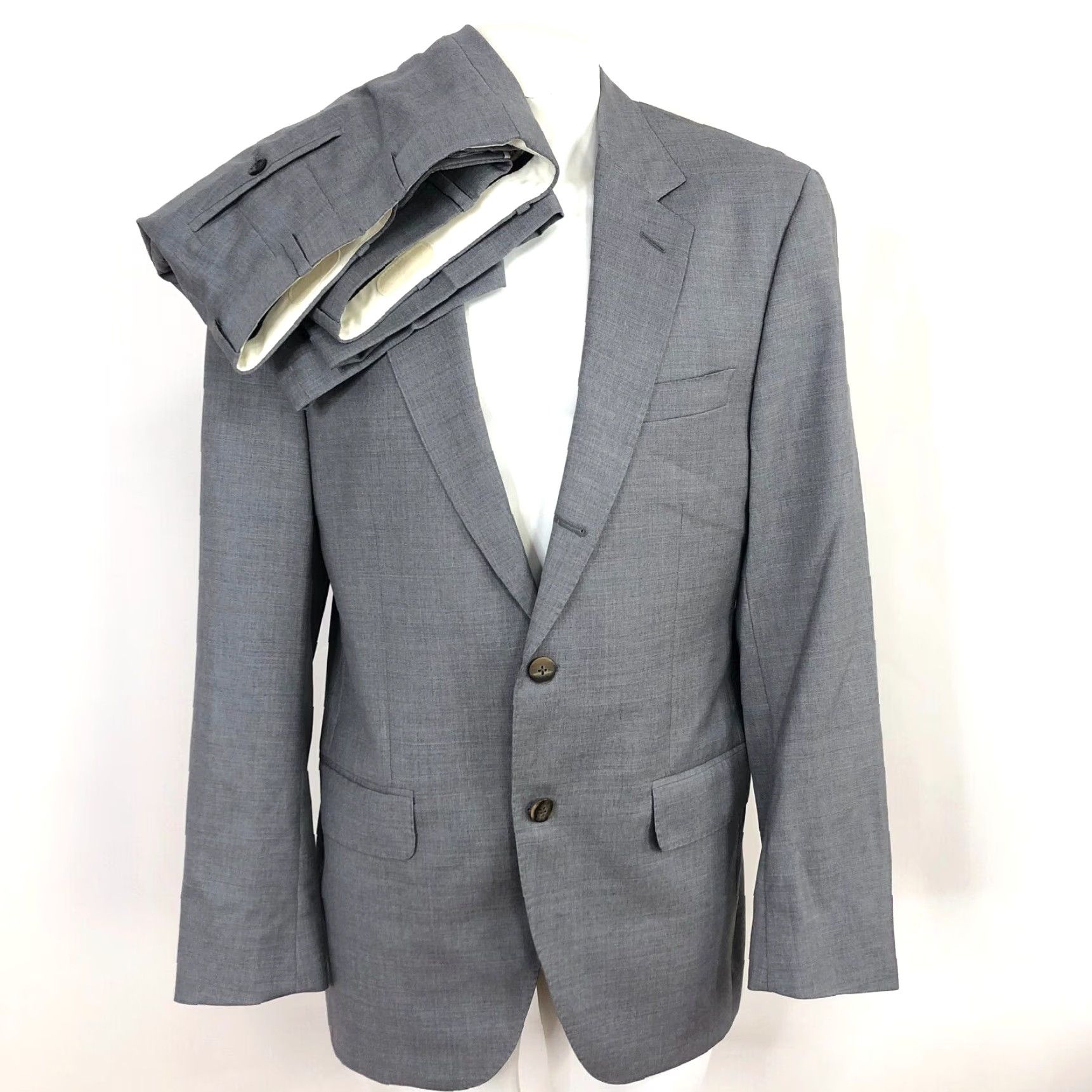 Vintage Coppley Suit Jacket Gray 100% Wool 2 PC Regular 40 Size 38R - 2 Thumbnail