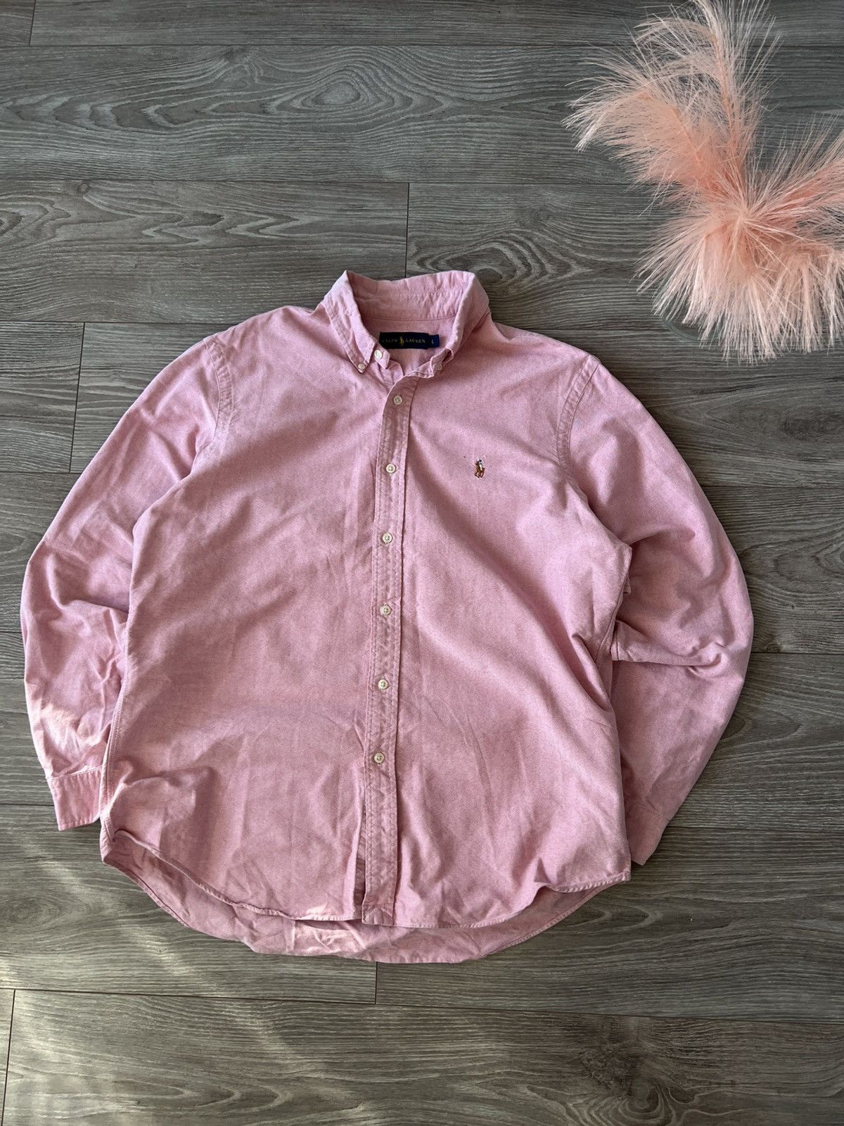 Polo Ralph Lauren × Ralph Lauren ‼️Polo Ralph Lauren RRL Coloured Logo Pink Luxury Shirt‼️ Size US L / EU 52-54 / 3 - 5 Thumbnail
