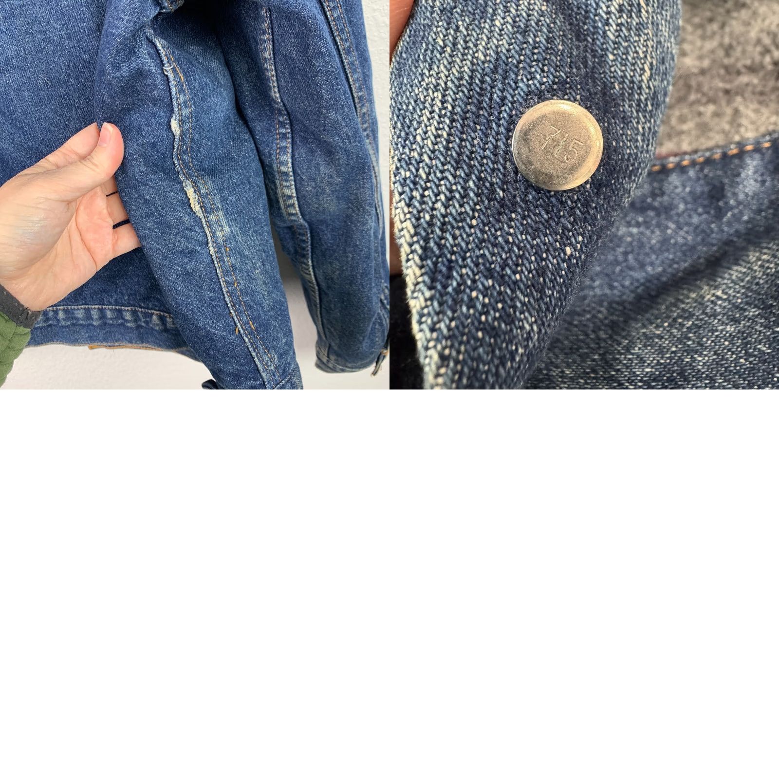 Levi's VINTAGE Levi's 715 Button Stamp Blanket Lined 71506-0316 Trucker Jacket 42 Blue Denim Rockabilly 1990s Mens/Adults Size US XS / EU 42 / 0 - 9 Thumbnail