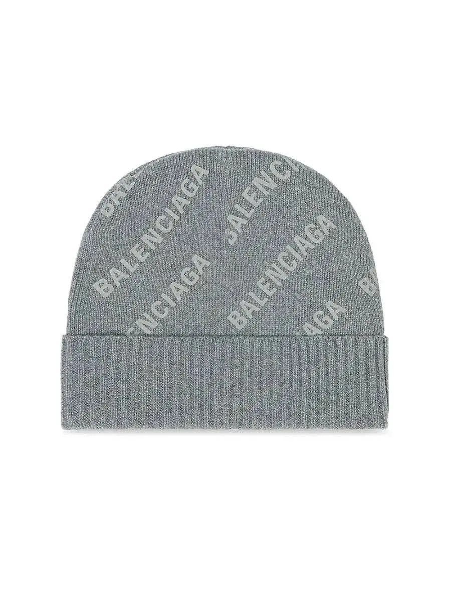 Balenciaga Allover Logo Beanie / Hat In Grey Reflective O/S