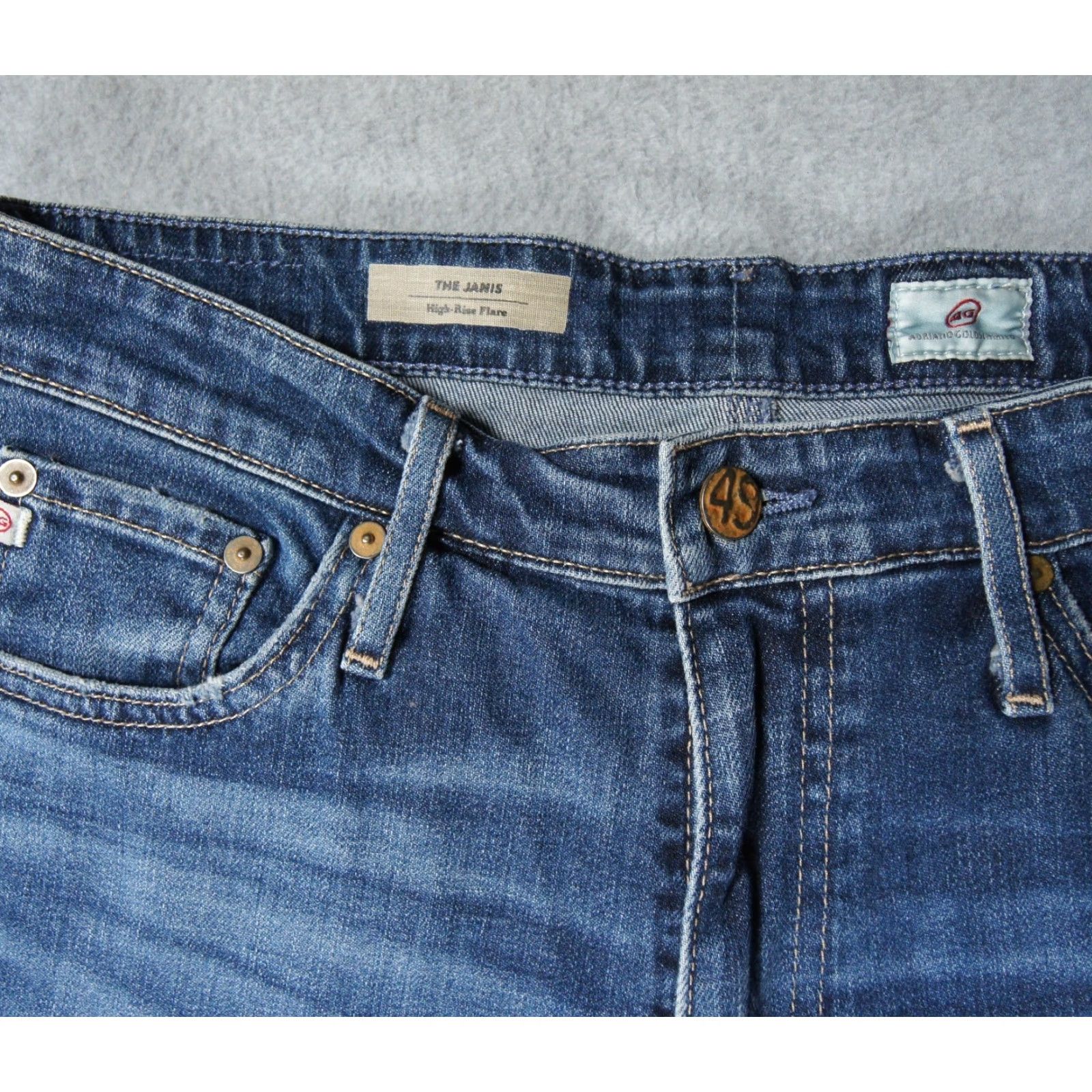 Vintage AG Adriano Goldschmied Jeans Womens 30 R Blue Denim Janis High Rise Flare Jeans Size 30" / US 8 / IT 44 - 3 Thumbnail