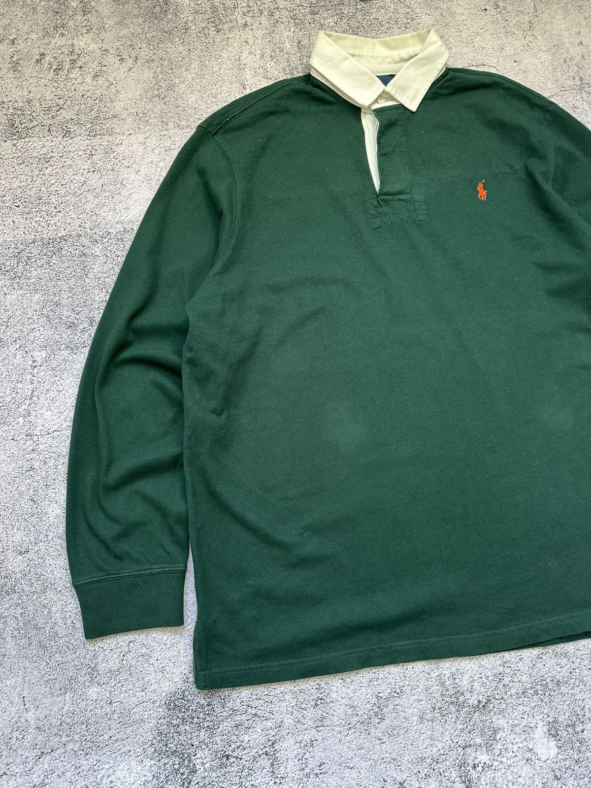 Polo Ralph Lauren Vintage Polo Ralph Lauren Sweatshirt Green Fit Orange Logo Size US L / EU 52-54 / 3 - 5 Thumbnail
