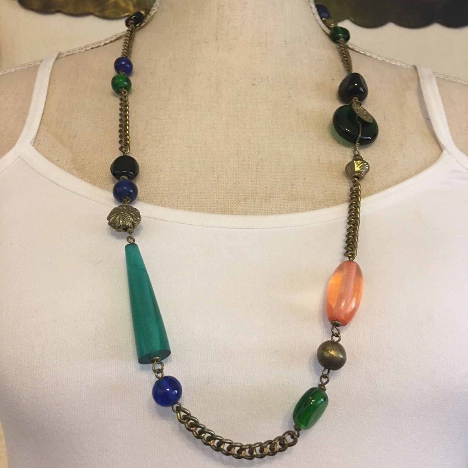 Vintage Vintage multi tone beaded chain necklace Size ONE SIZE - 1 Thumbnail
