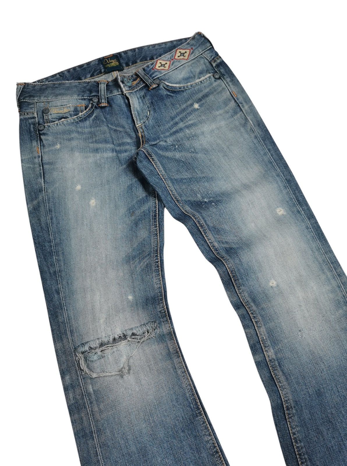 Edwin Edwin Vienus Distressed Flare Jeans Vintage Japan Denim Size 29" - 2 Thumbnail