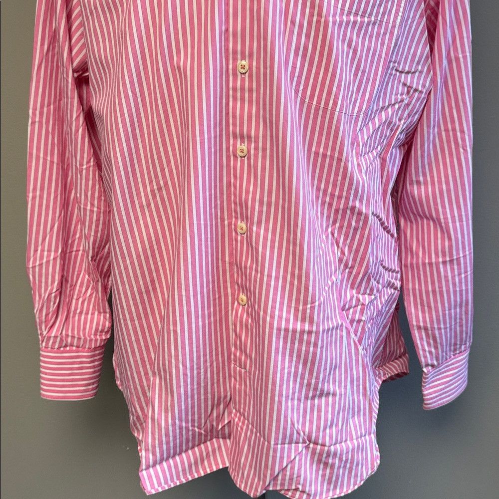 Peter Millar Peter Millar Pink White Stripe Button Down Shirt XL 100% Co Size US XL / EU 56 / 4 - 3 Thumbnail