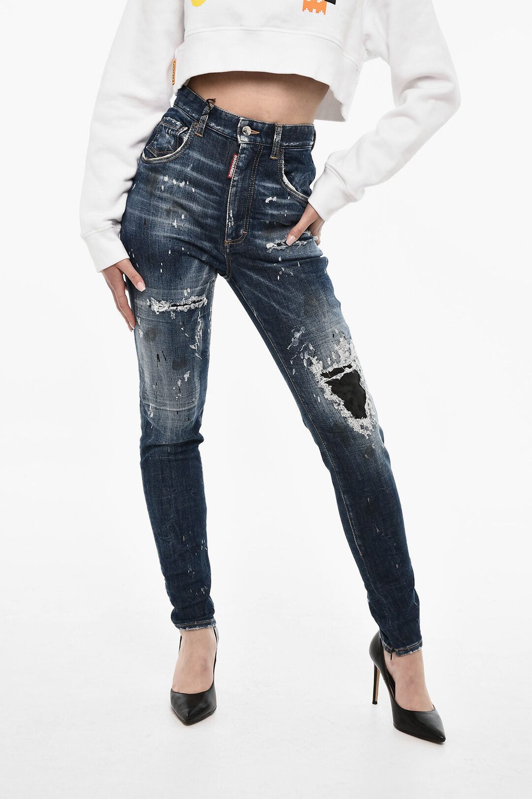 Dsquared2 High-Waisted Vintage-Effect Jeans Size 30" / US 8 / IT 44 - 1 Thumbnail