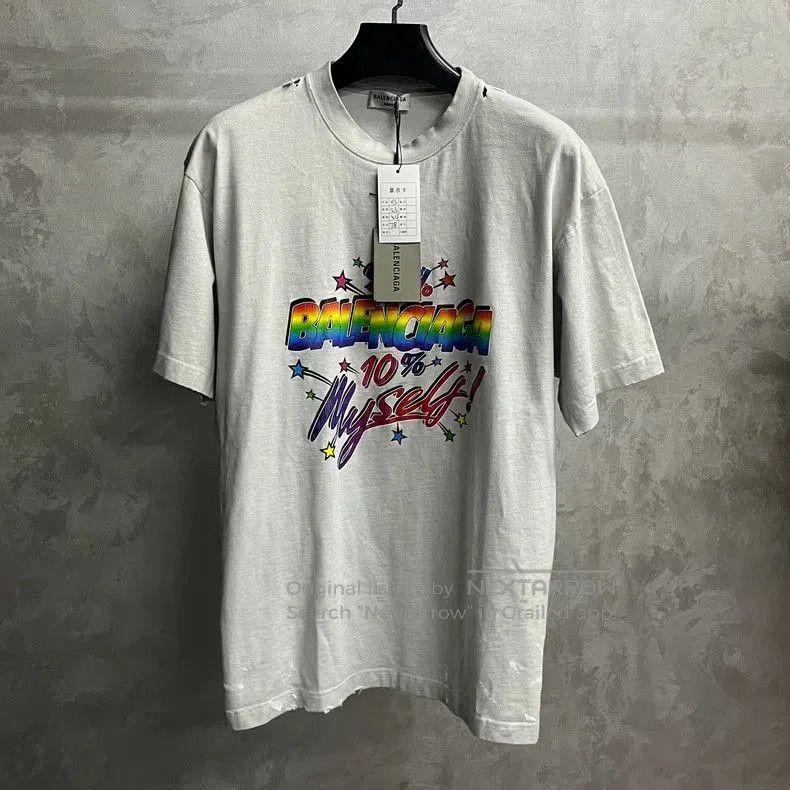 Balenciaga Balenciaga Gray Letter Print Short Sleeve T. Size US XS / EU 42 / 0 - 1 Thumbnail