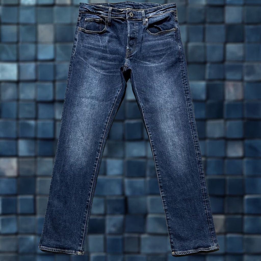 G-Star VINTAGE G-Star Raw Jeans Mens 31x32 Blue Denim Button Fly Designer 3301 Straight Size US 31 - 1 Thumbnail