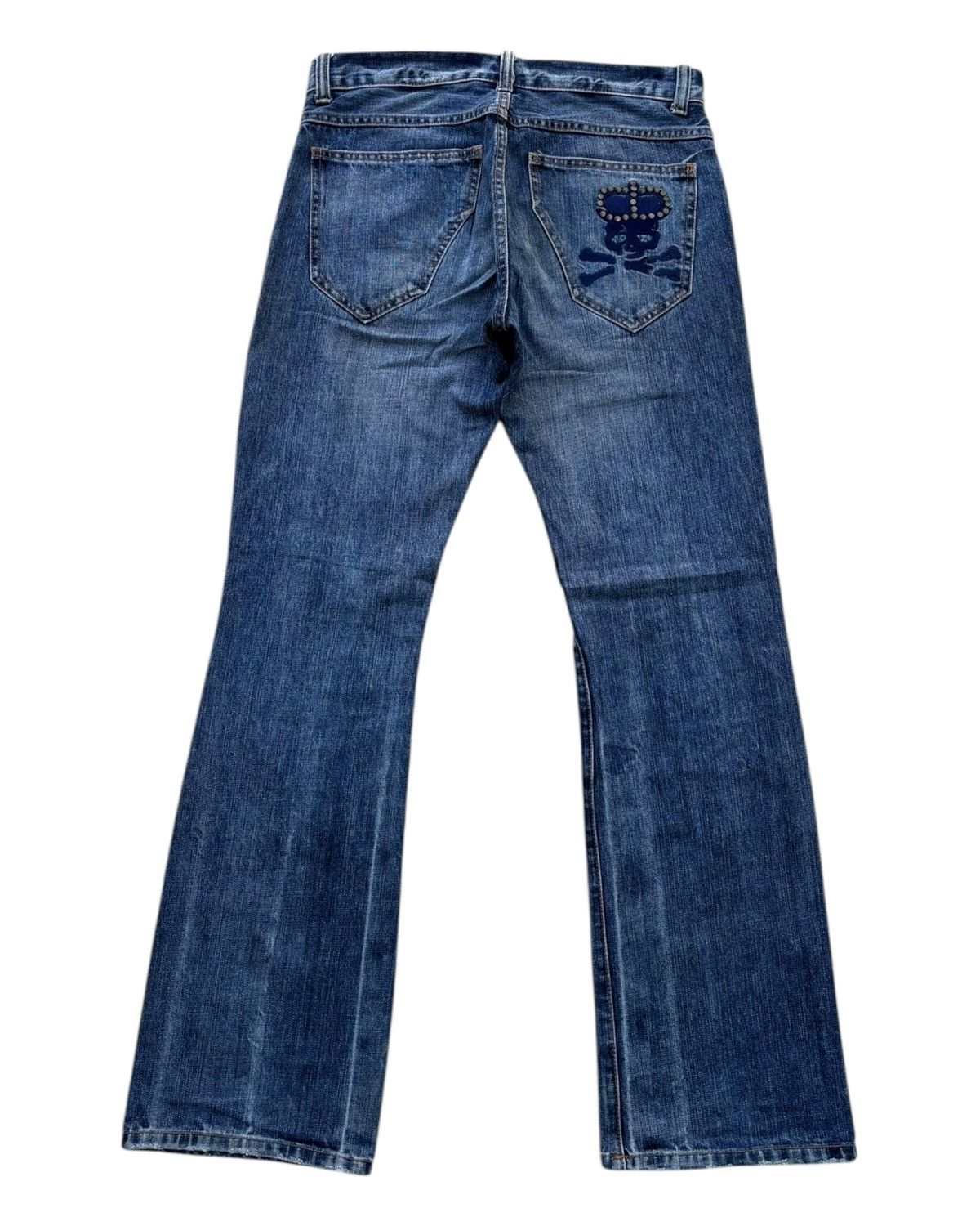 Vintage Skulls Ripped Japanese Denim Flare Jeans PPFM style