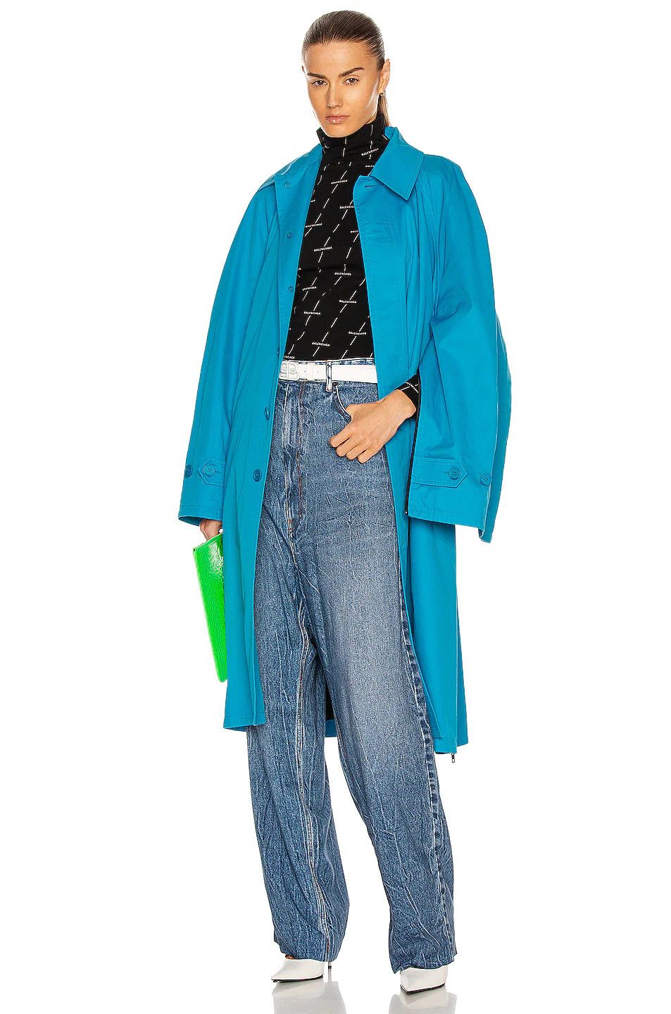 Balenciaga o1y0625 Full-Length Jacket in Azure Size S / US 4 / IT 40 - 4 Thumbnail