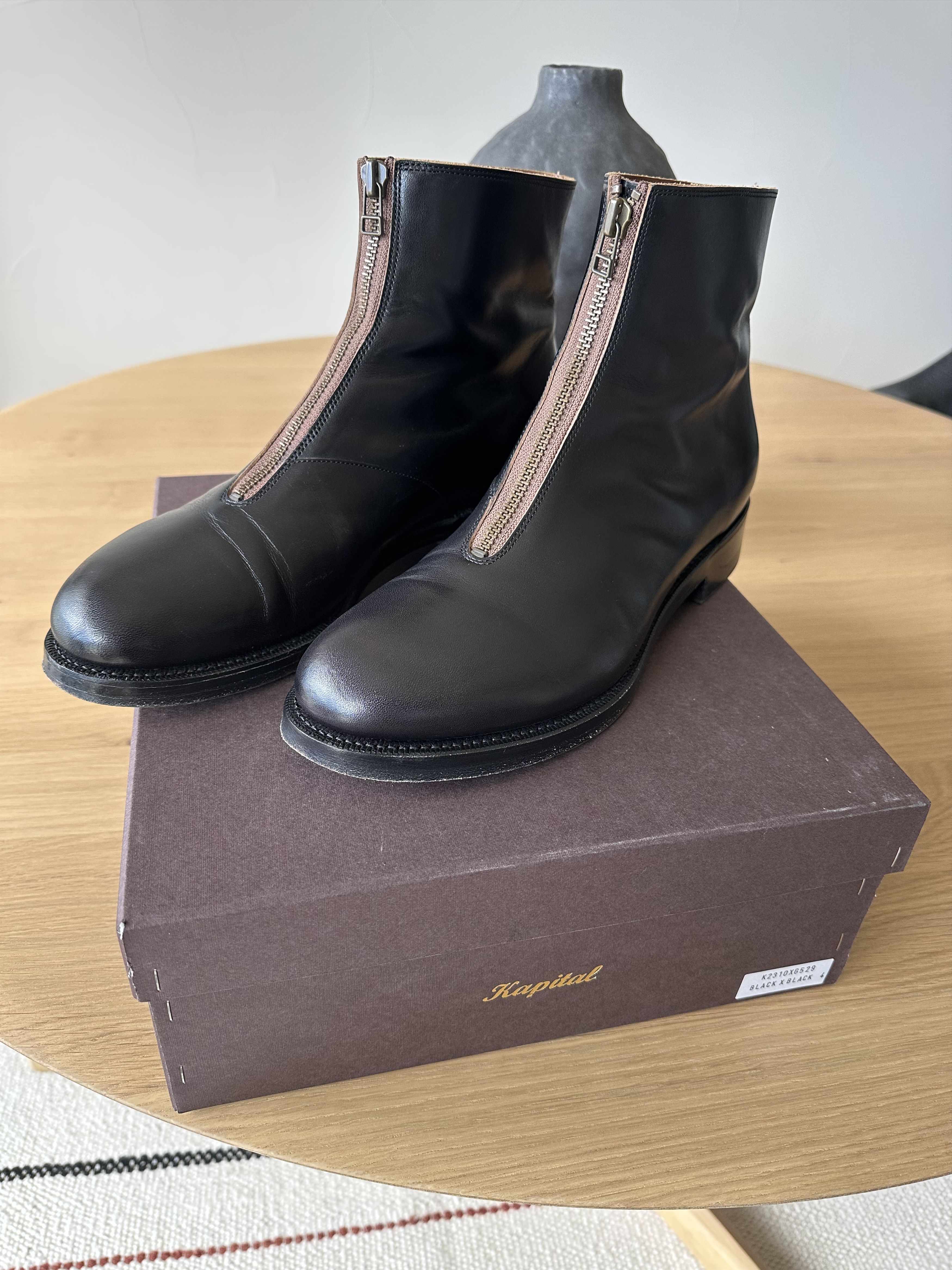 Kapital KAPITAL Leather ZIP-UP Café Lace Frisko Boots – Black Size US 11 / EU 44 - 2 Thumbnail