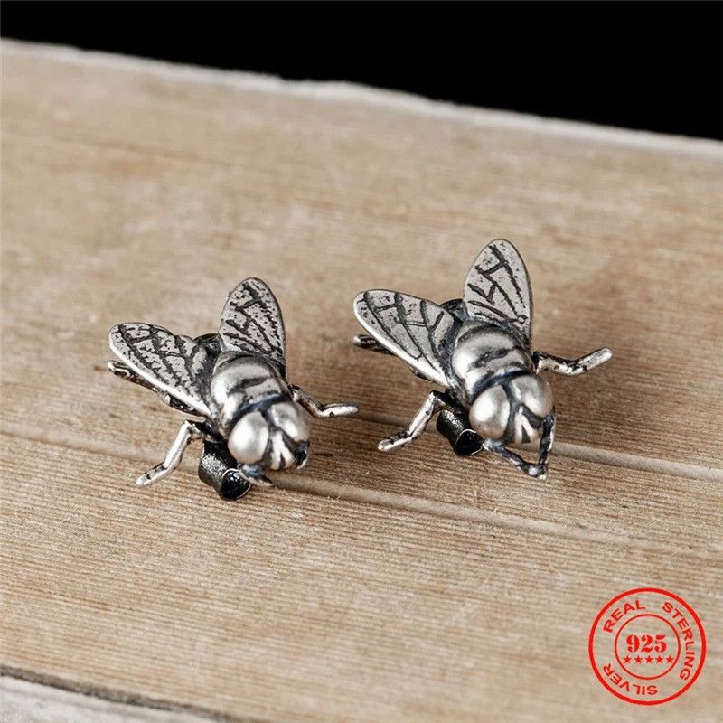 Jewelry Insect Flies Stud Earrings 925 Sterling Charm Earring Gift Size ONE SIZE - 4 Thumbnail