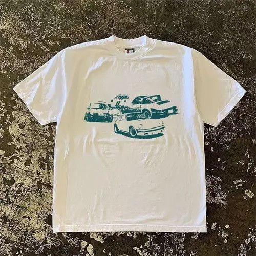 Japanese Brand × Vintage White street retro car pattern cotton t-shirt Size US M / EU 48-50 / 2 - 3 Thumbnail