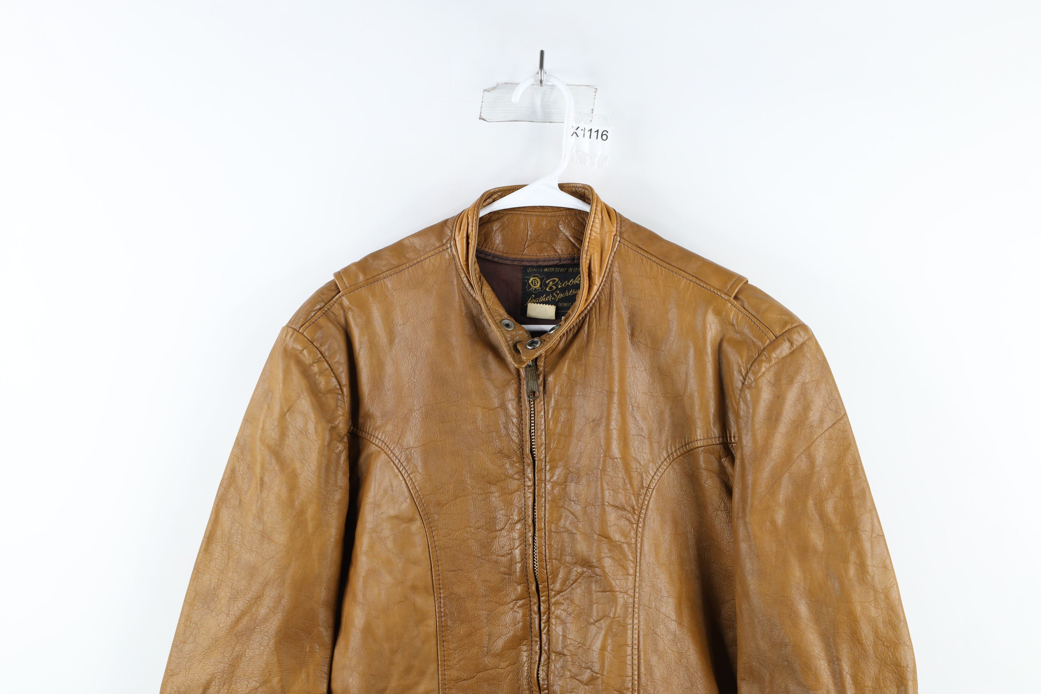 Vintage Vintage 50s Brooks Leather Cafe Racer Bomber Jacket USA Size US L / EU 52-54 / 3 - 2 Thumbnail