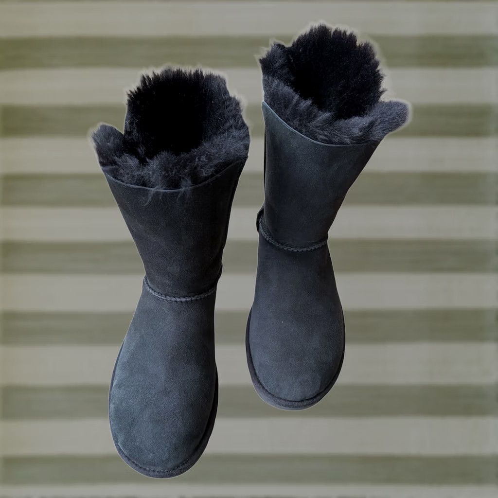 Ugg UGG Classic Ultra Mini Platform Boots Black Suede Neoprene 