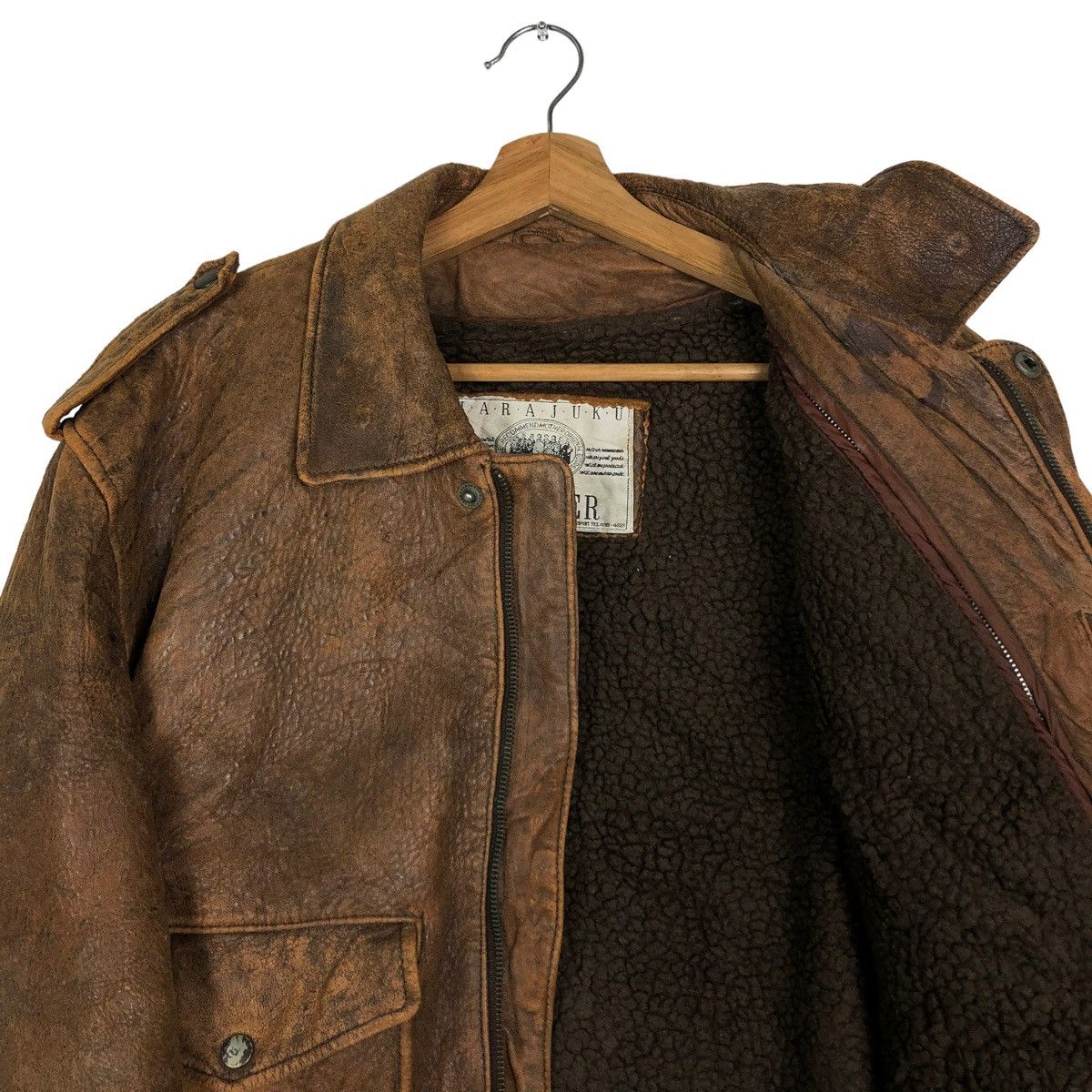 Genuine Leather 🔥Vtg Bomber Leather Jacket Fly Military Mother Harajuku Size US M / EU 48-50 / 2 - 10 Thumbnail