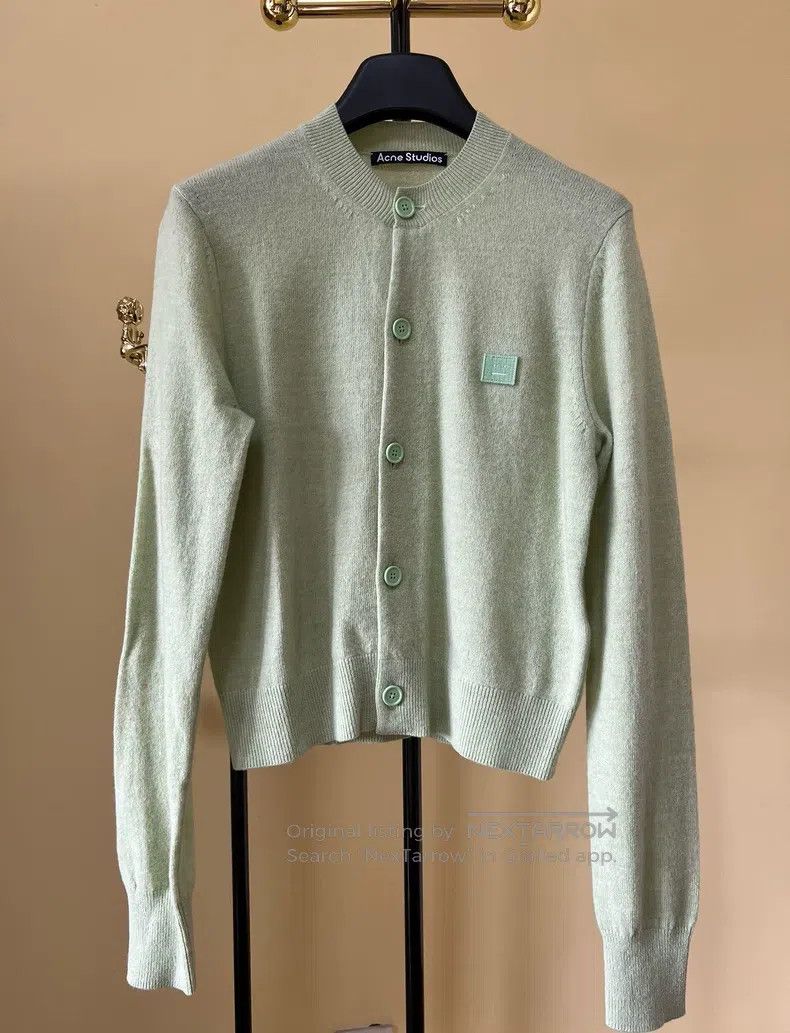 Acne Studios Acne Studios Smiley wool cardigan, mint green, classic smi Size S / US 4 / IT 40 - 2 Thumbnail