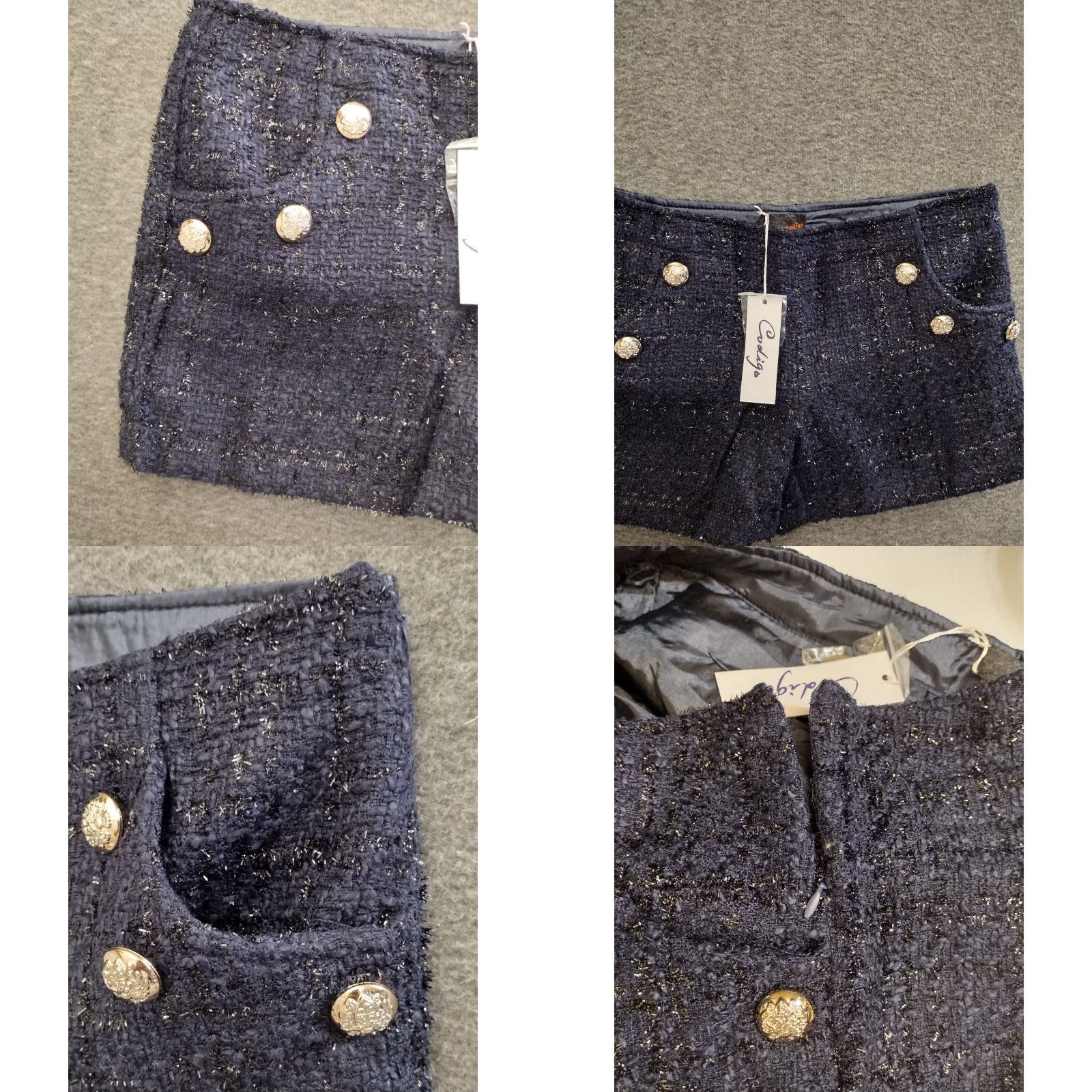 Vintage Codigo Skort Shirt Womens Blue S Tweed Sparkly Zip 90s Casual Short Rise Mid Polyester Size 28" / US 6 / IT 42 - 8 Thumbnail