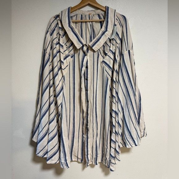 Free People Free People Striped Oversized Button-Up Tunic – Size S Size S / US 4 / IT 40 - 2 Thumbnail