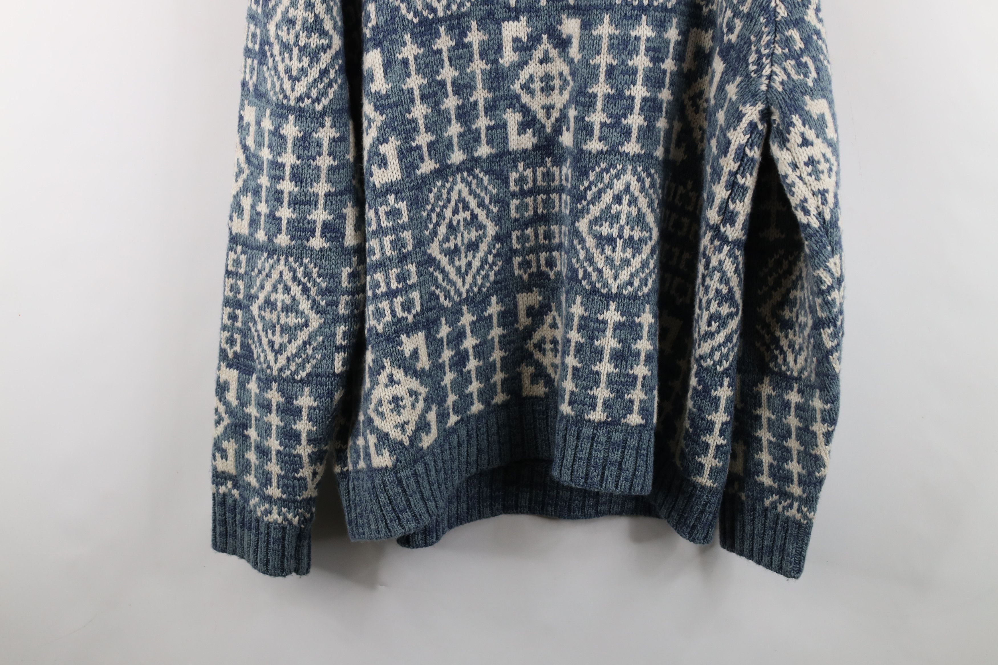 Vintage Vintage 90s Streetwear Knit Fair Isle Mock Neck Sweater Size US XL / EU 56 / 4 - 9 Thumbnail