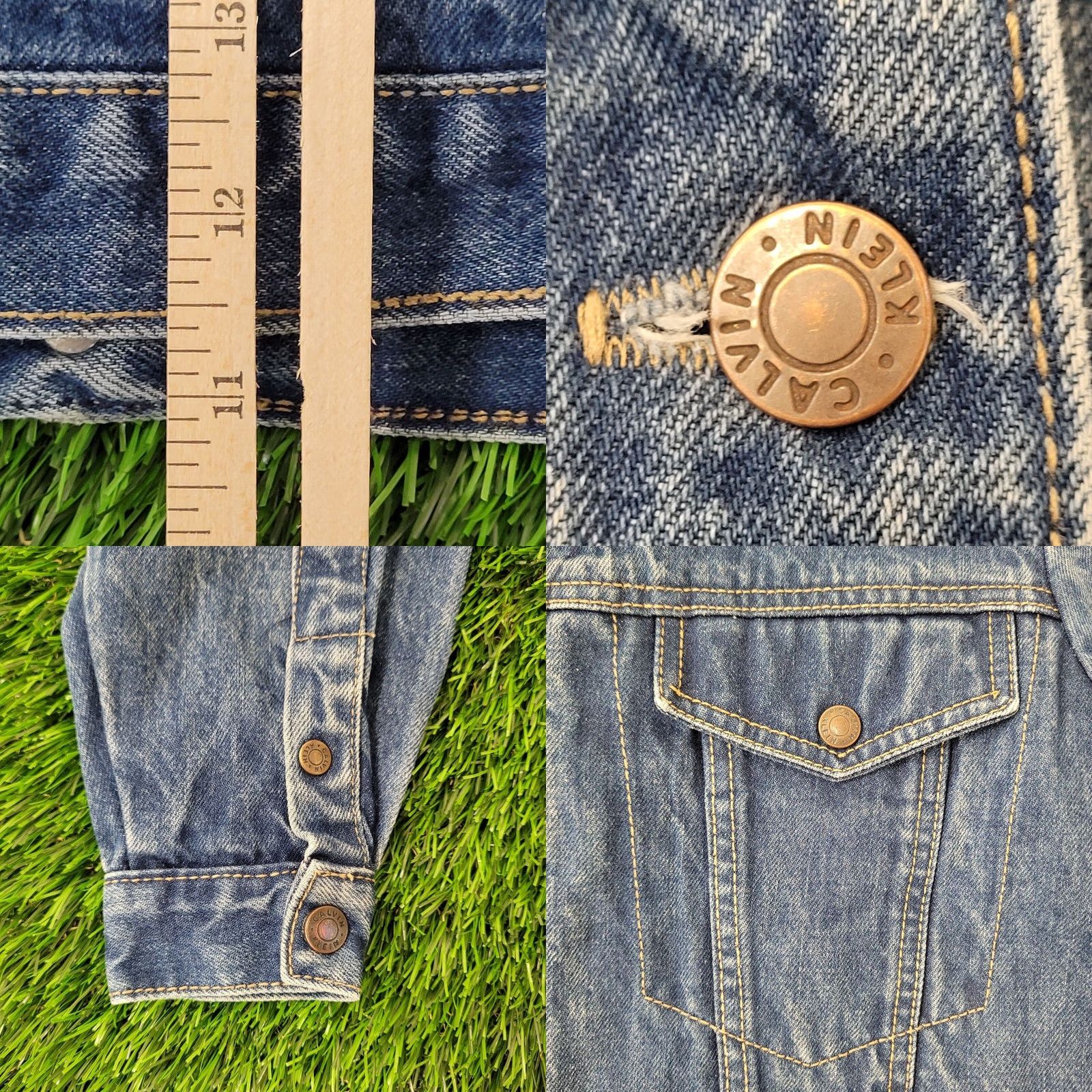 Calvin Klein VINTAGE Calvin-Klein Denim Jacket Womens Medium 20x24 Blue Denim Jacket 90s Casual Womens Medium Blue 90s Calvin Klein Jacket Size 4XL / US 24-26 - 9 Thumbnail