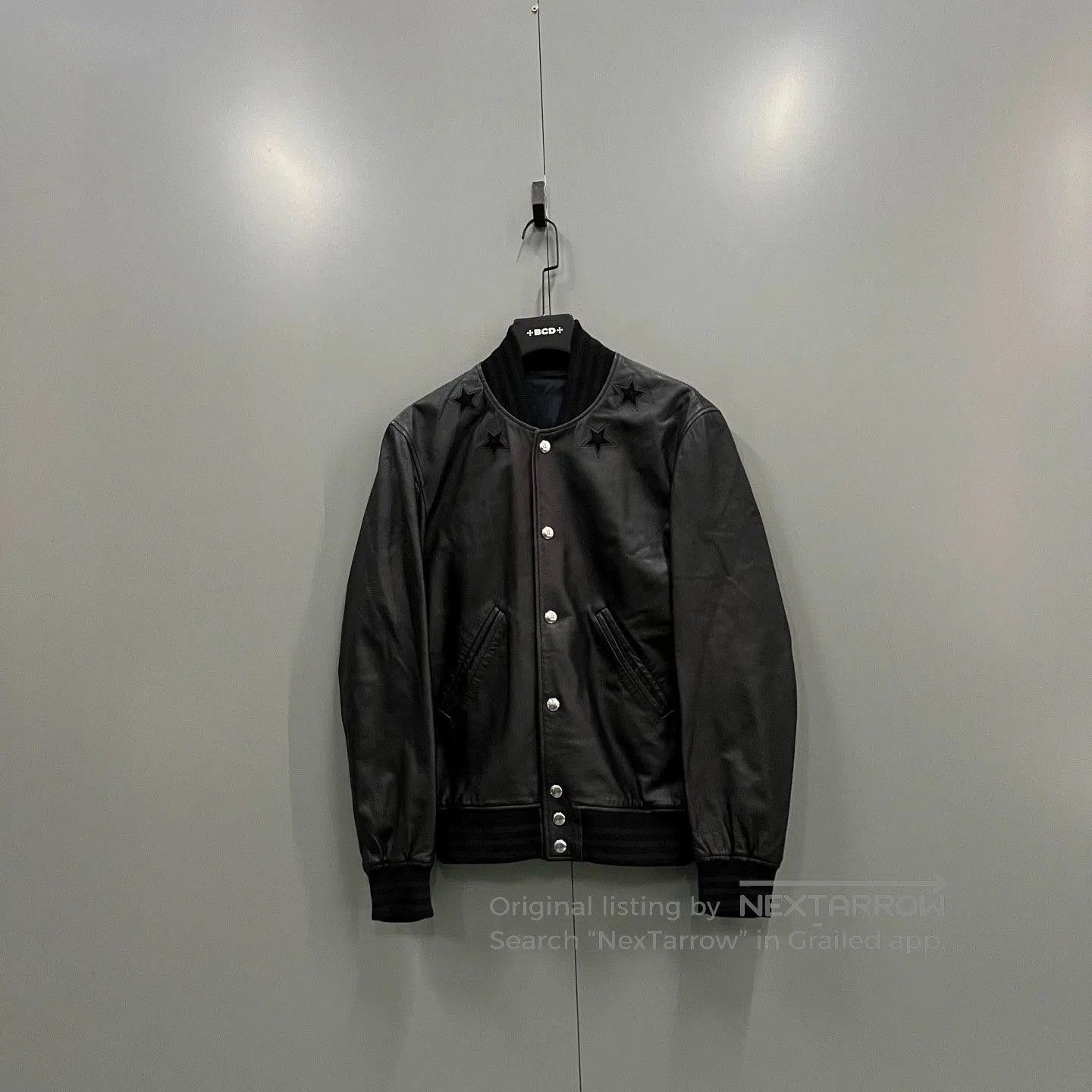 givenchy black leather star collar jacket.