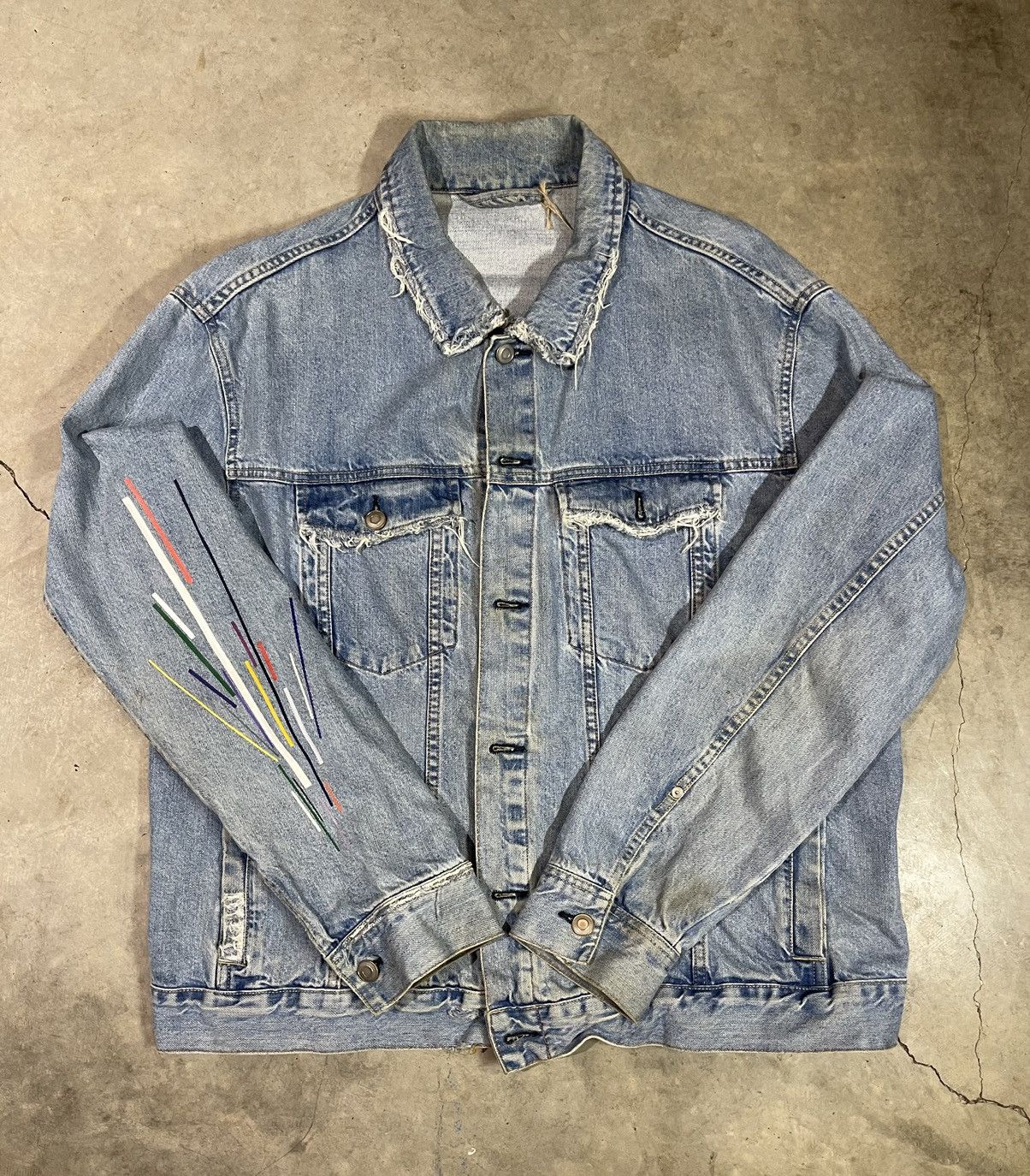 Vintage Hand Painted Denim Jacket Size US L / EU 52-54 / 3 - 2 Thumbnail