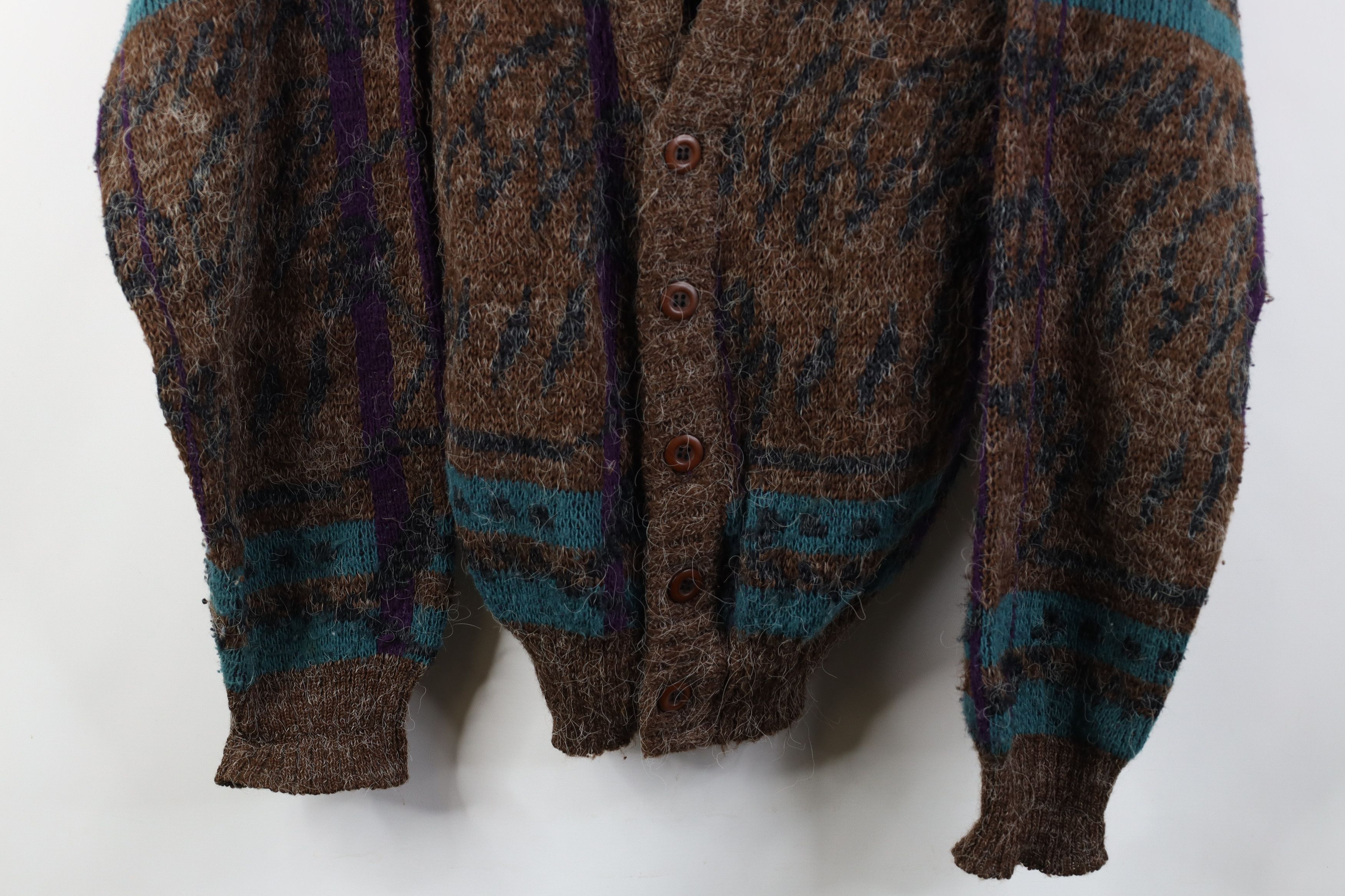 Vintage Vintage 90s Streetwear Geometric Knit Cardigan Sweater USA Size US L / EU 52-54 / 3 - 3 Thumbnail