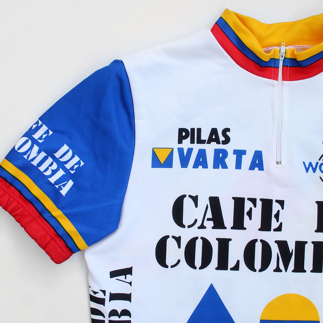 Vintage 1986 PILAS VARTA Cafe De Colombia cycling jersey bike tshirt Size L / US 10 / IT 46 - 2 Thumbnail