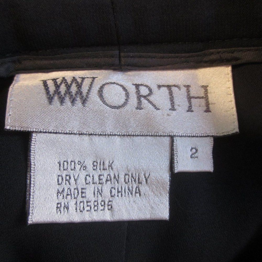 Good Worth & Co. Worth Silk Wide Leg Trousers Black/ Very Dark Navy Blue Drap Size 28" / US 6 / IT 42 - 2 Thumbnail