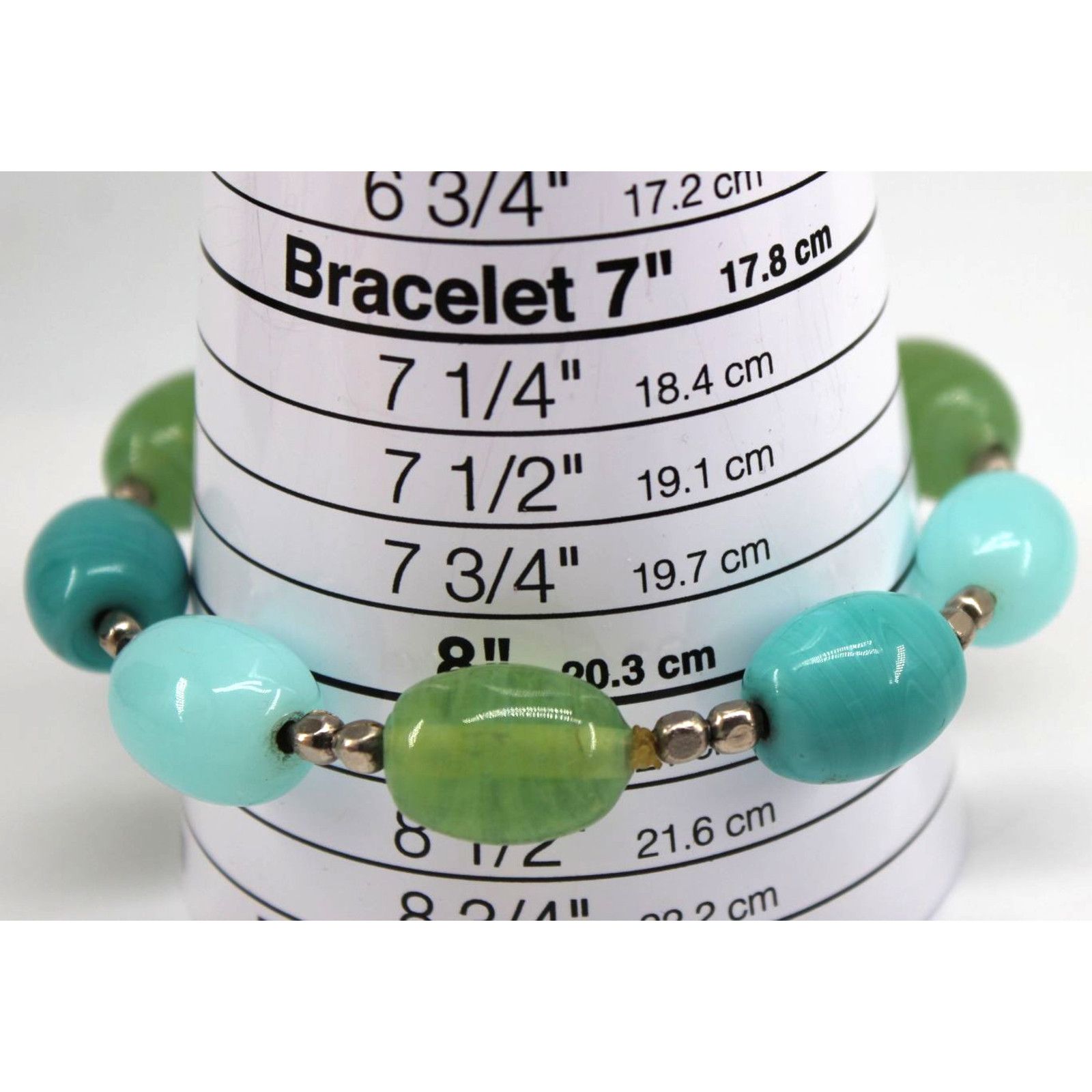 Other 8.25*' Vintage Bracelet Silver Tone Blue & Green Glass Size ONE SIZE - 3 Thumbnail