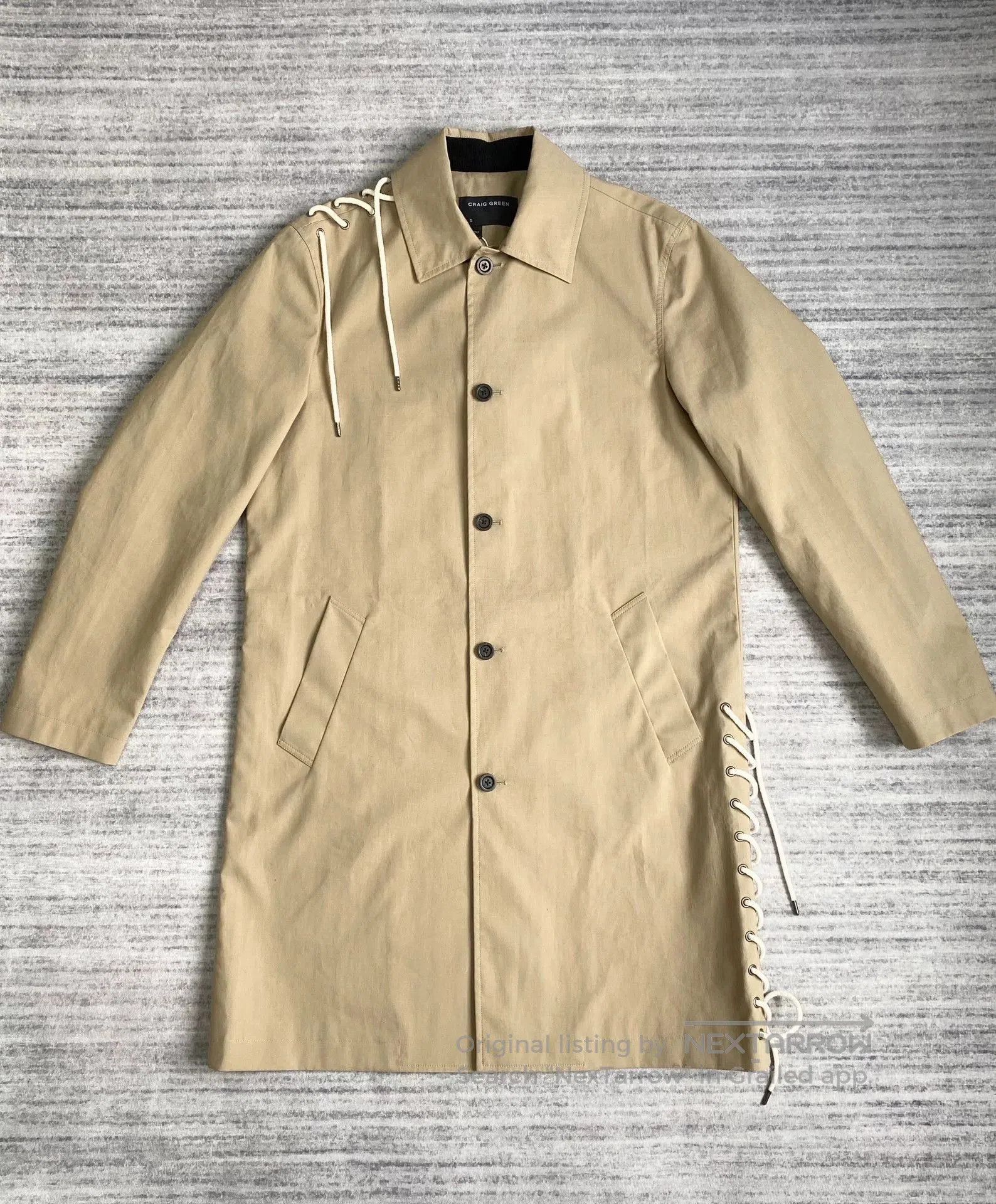 Craig Green khaki drawstring belt trench coat. Size US S / EU 44-46 / 1 - 1 Thumbnail