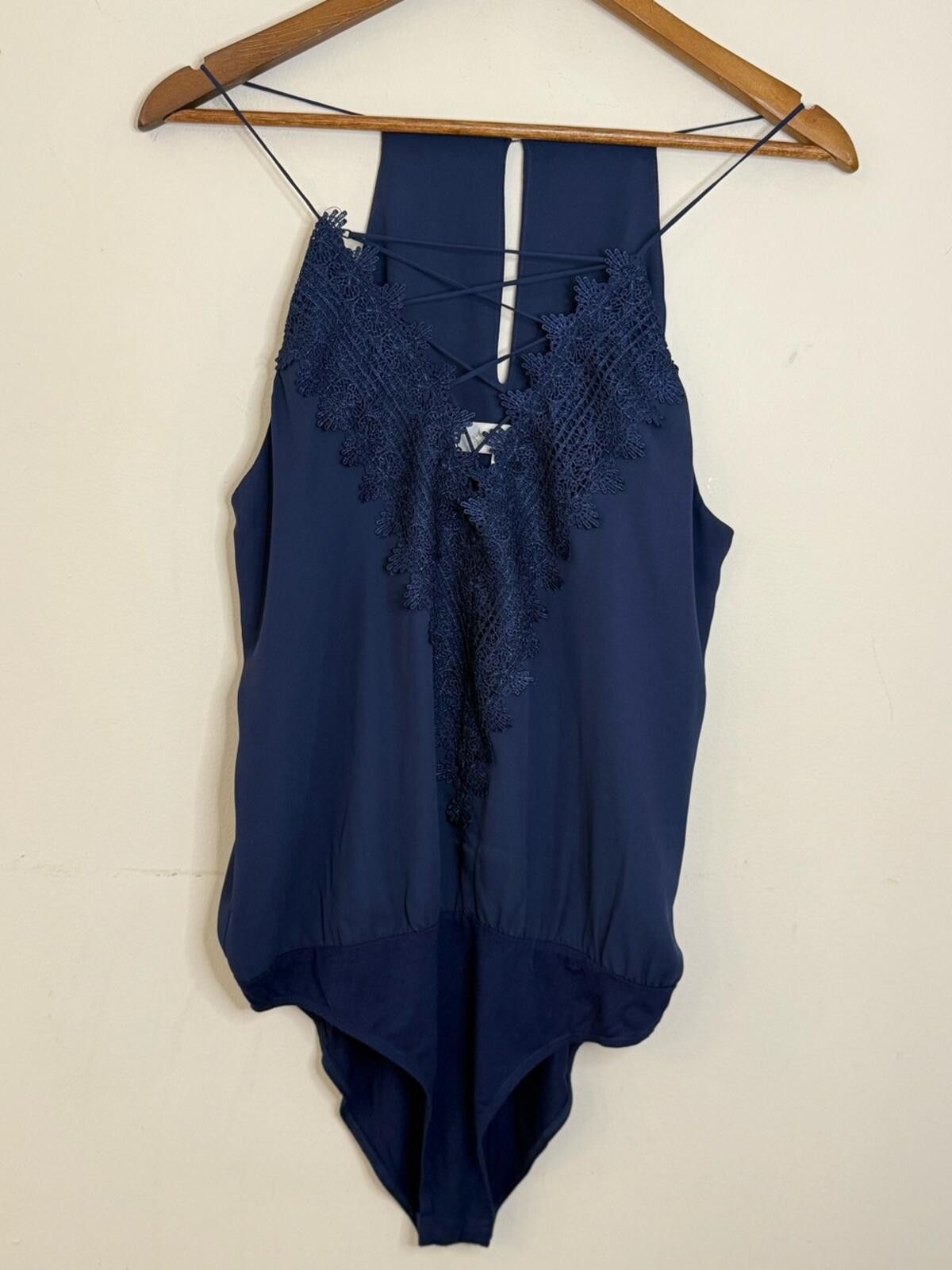 Lil Wayne Wayf blue lace strappy body suit snap closure SZ LG Size L / US 10 / IT 46 - 1 Thumbnail