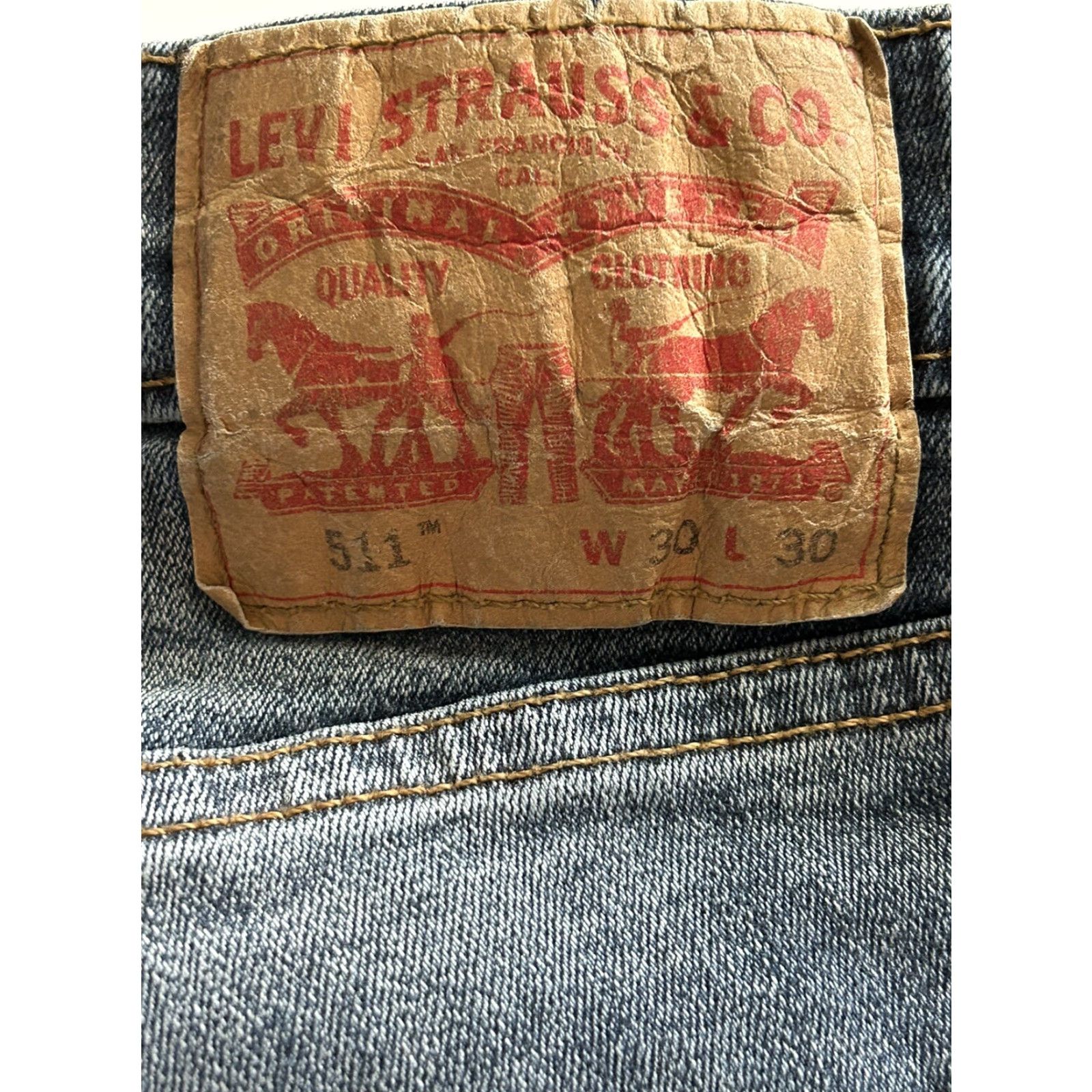 Levi's Levi's 511 Jeans Mens Slim Straight Leg Blue Denim 30x30 30 30 Regular Inseam Waist Size 30 Men Size US 30 / EU 46 - 5 Thumbnail