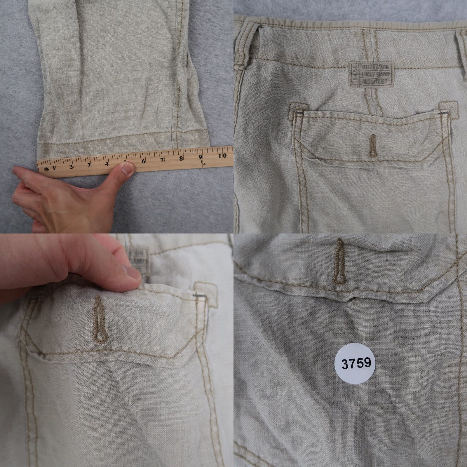 Lucky Brand Lucky Brand Pants Mens 34x30.5 Beige Linen Chino Straight Leg Drawstring Casual Size US 34 / EU 50 - 9 Thumbnail