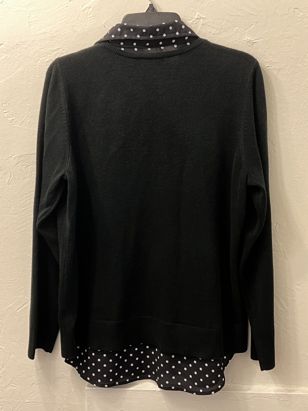 Croft & Barrow Croft & Barrow Black Polka Dot Layered V-neck Woven Sweater Size XL / US 12-14 / IT 48-50 - 6 Thumbnail