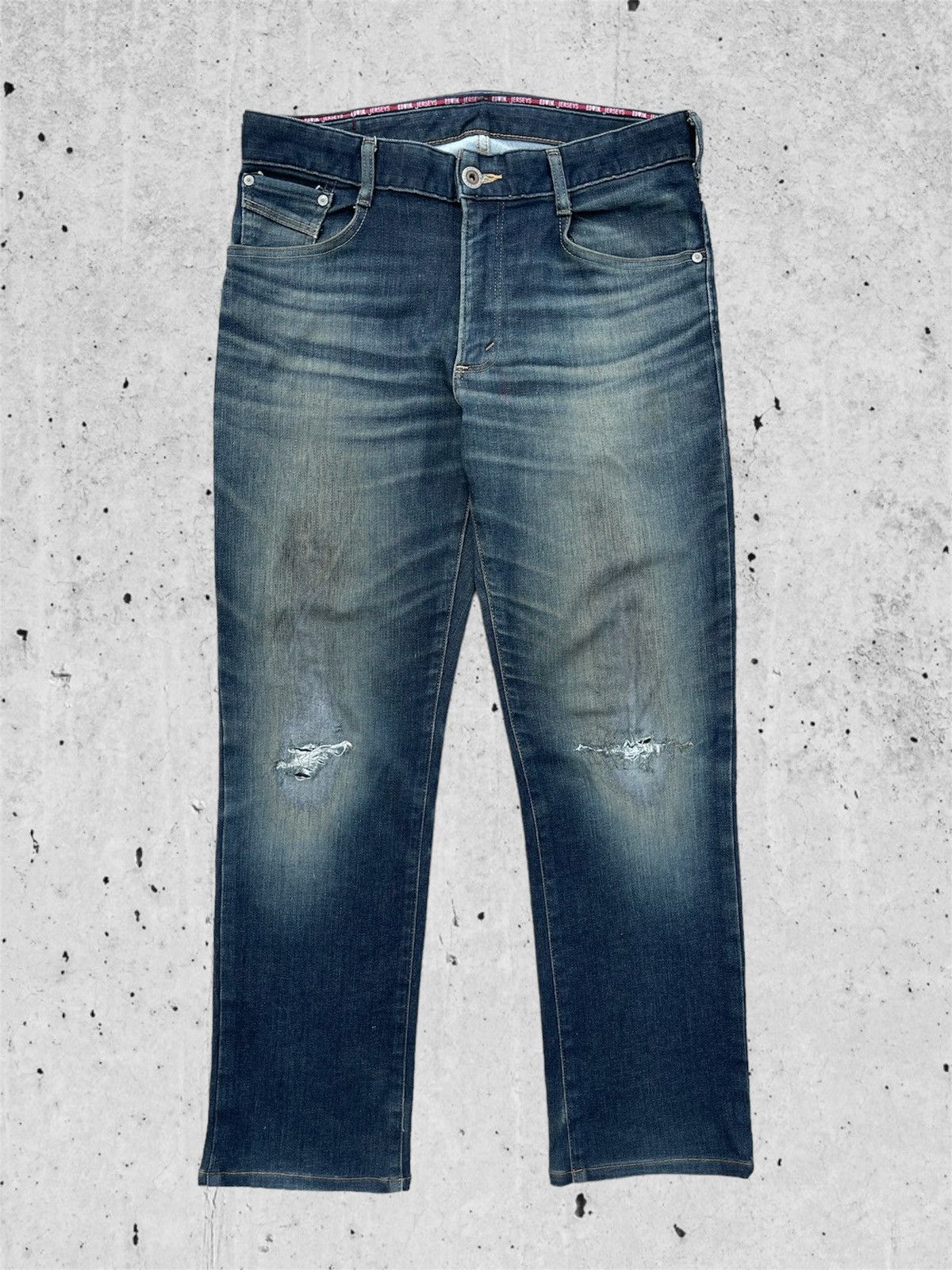 Edwin 🔥 Edwin Jersey Distressed Denim Streetwear W34🔥 Size US 34 / EU 50 - 2 Thumbnail