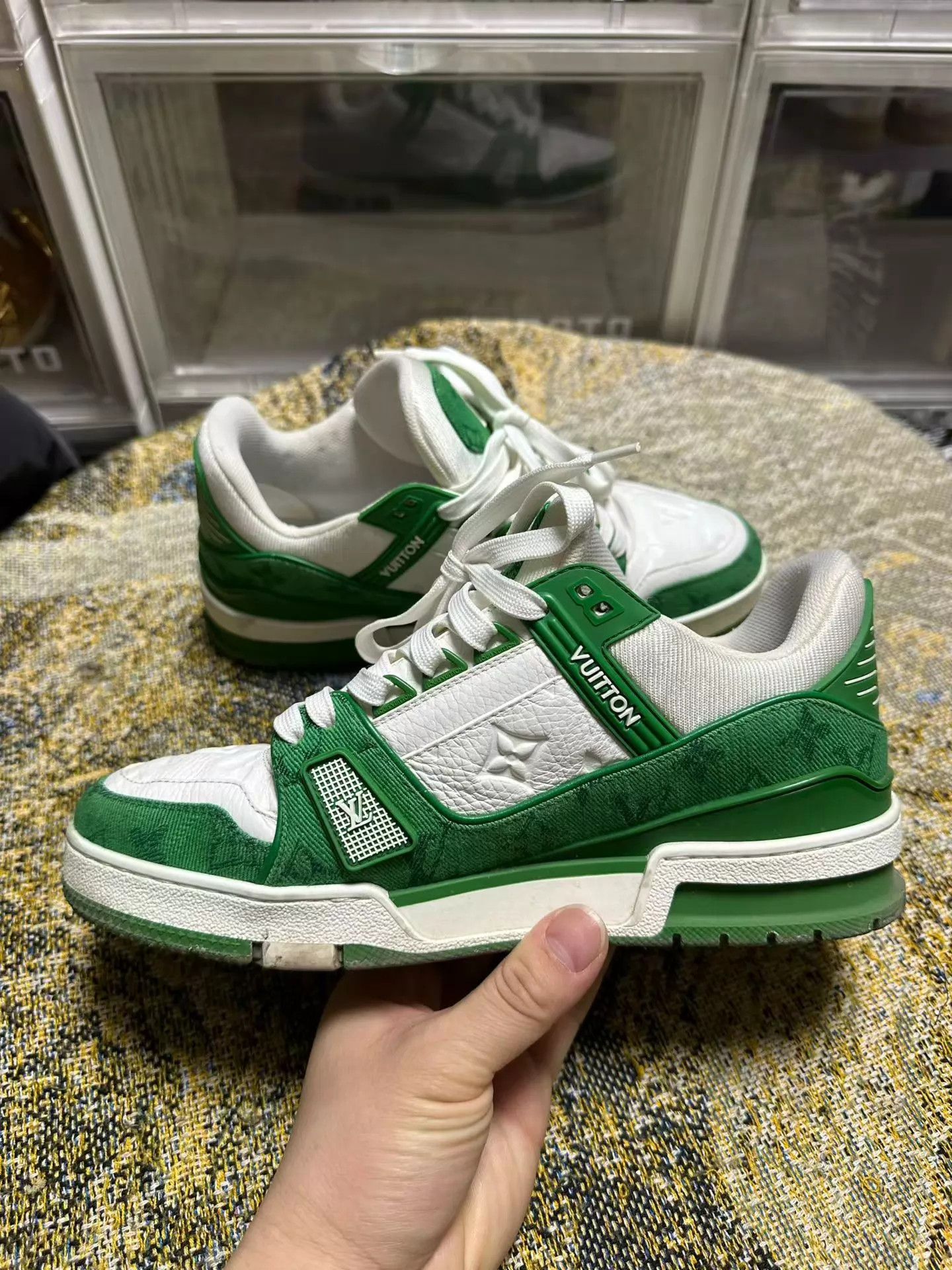 Louis Vuitton LOUIS VUITTON Trainer men's green white low-top 6 unworn Size US 6 / EU 39 - 2 Thumbnail