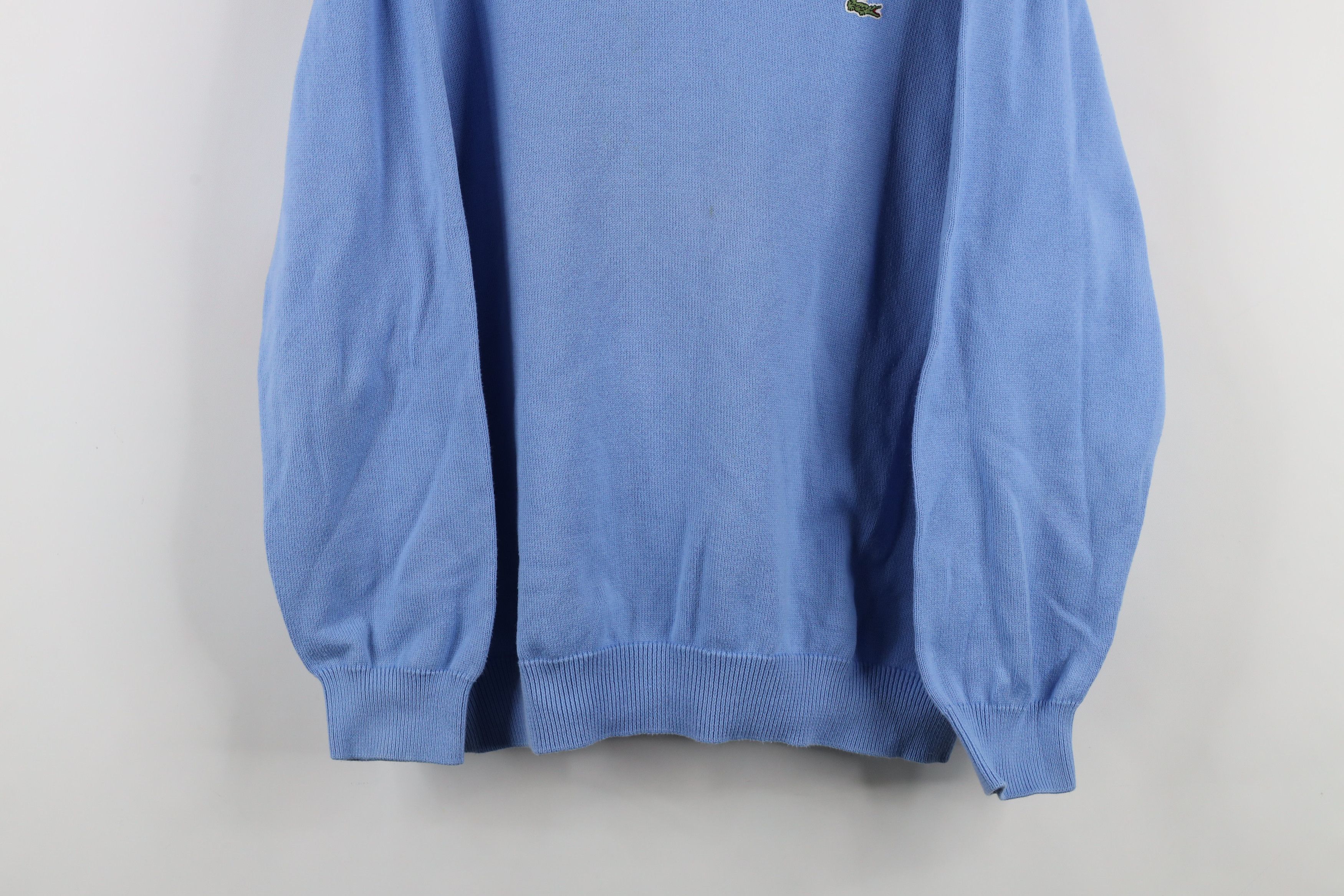 Lacoste × Vintage Vintage 90s Lacoste Croc Logo Knit Collared Sweater Blue Size US L / EU 52-54 / 3 - 3 Thumbnail