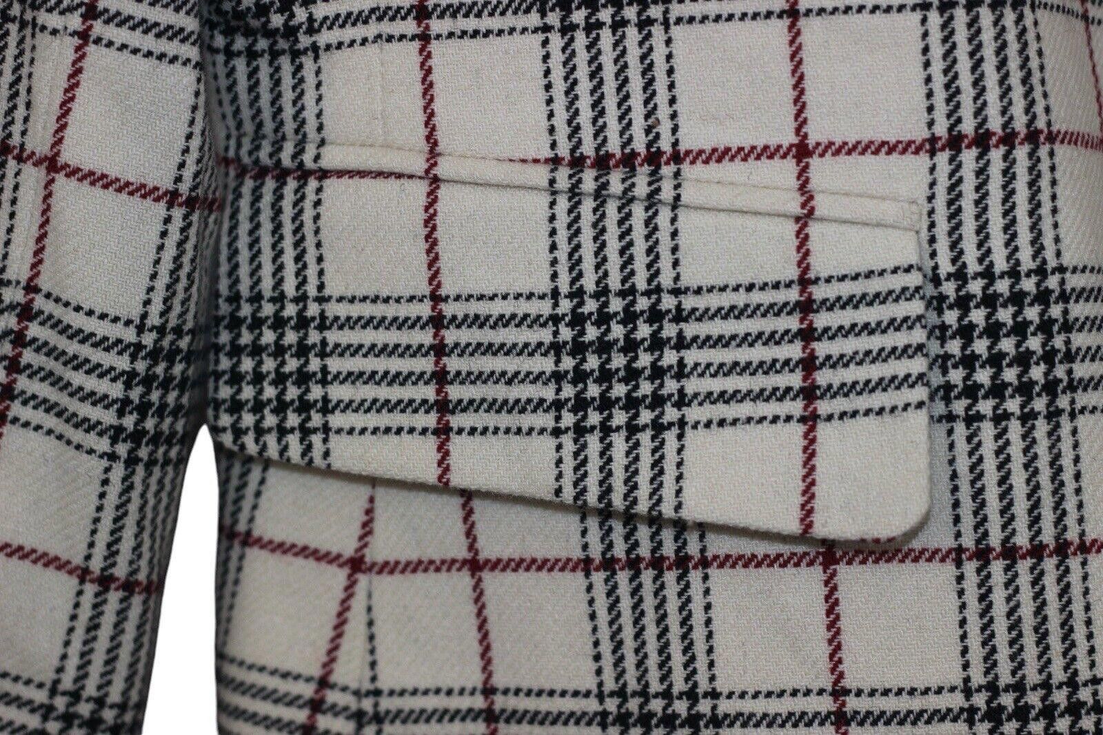 Subtle Le Nguyen VTG Le Suit 80s Cream Black Wine Houndstooth Plaid Blazer 14 Size XL / US 12-14 / IT 48-50 - 4 Thumbnail